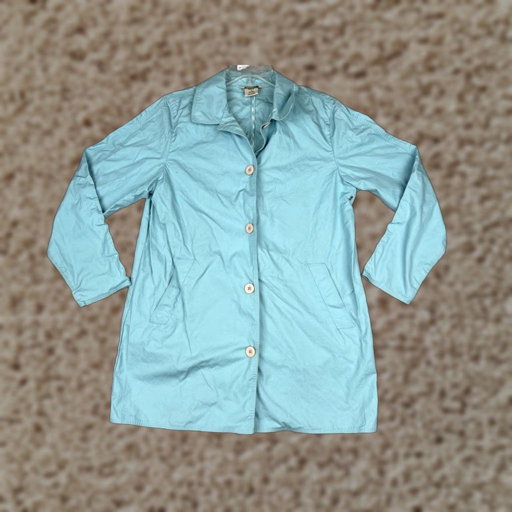 Vintage L.L. Bean Coat Womens Medium Blue Cotton Button Front Lightweight Unlined Casual Size M / US 6-8 / IT 42-44 - 1 Thumbnail