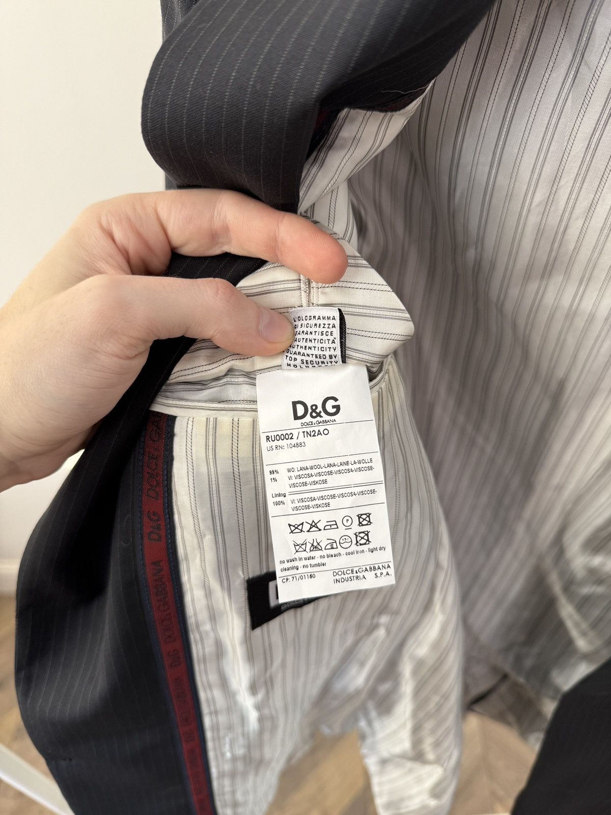 Dolce & Gabbana Vintage Dolce & Gabbana Black Pinstripe Suit Size 50R - 14 Thumbnail