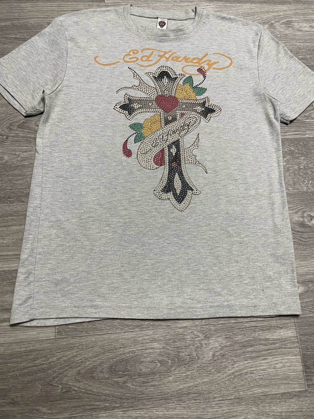 Ed Hardy Vintage Ed Hardy Big Logo Rhinestones T-Shirt Size US L / EU 52-54 / 3 - 3 Thumbnail