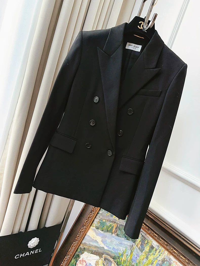 Saint Laurent Paris Saint Laurent Paris Black double-breasted blazer 2505-Nexta Size XS / US 0-2 / IT 36-38 - 1 Thumbnail