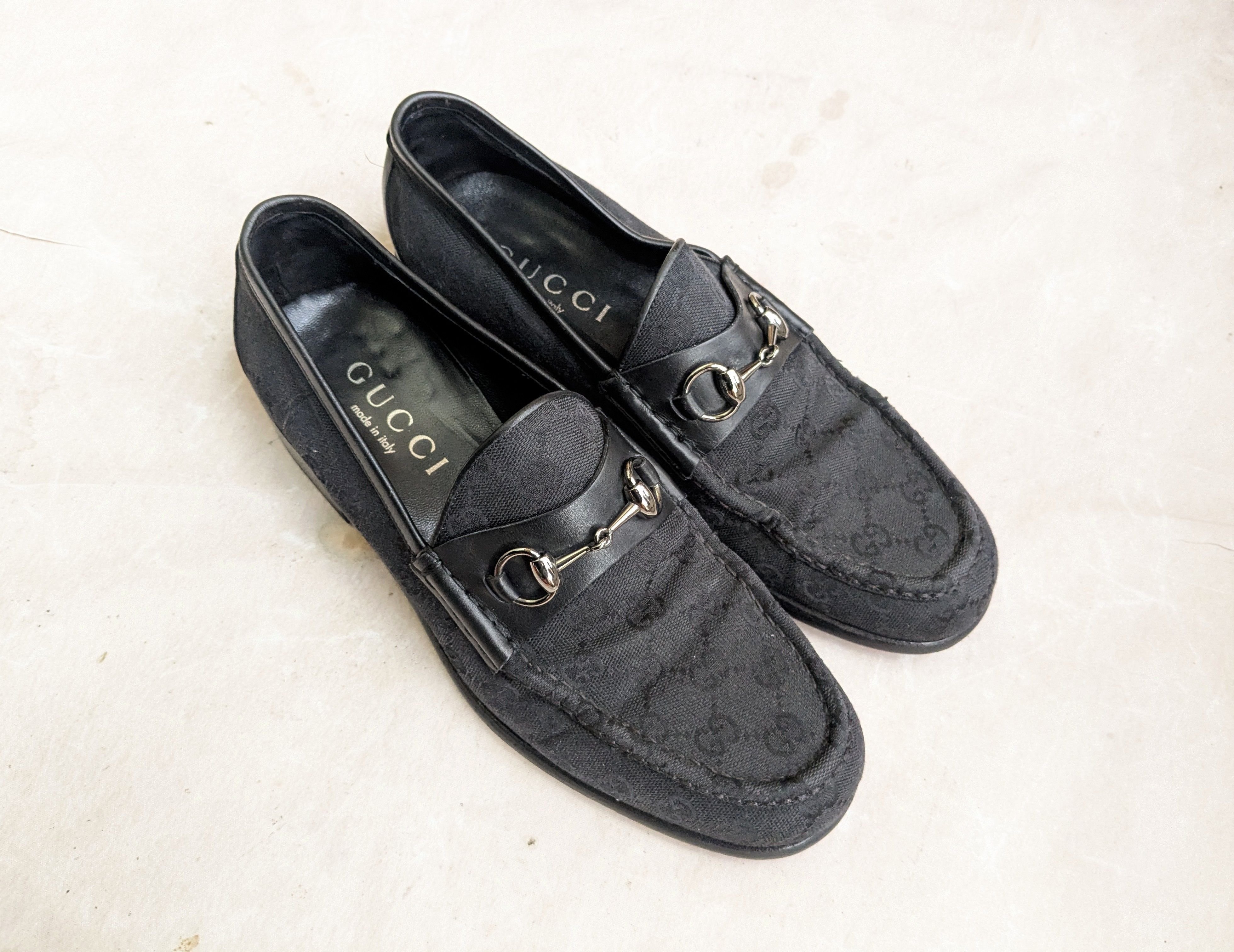 Gucci Gucci Horsebit Loafers Black 10 Monogram GG Logo Canvas Size US 10 / EU 43 - 1 Thumbnail