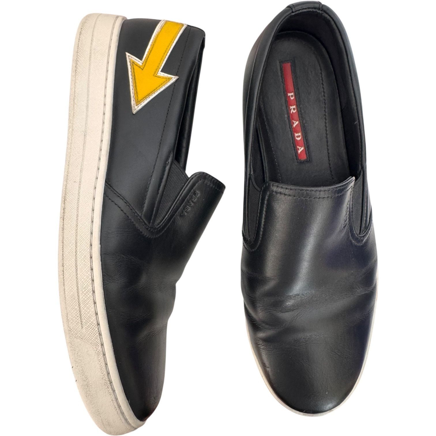 Prada Prada Linea Rossa Black Leather Slip-On Sneakers Italy 7.5 Size US 7.5 / EU 40-41 - 1 Thumbnail