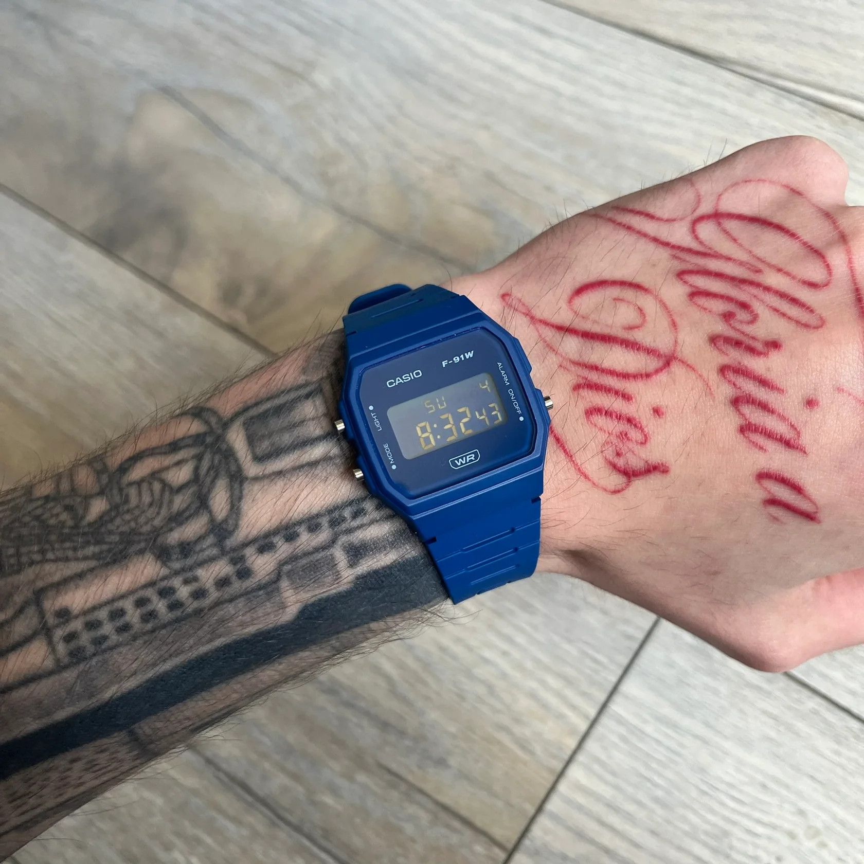 Casio Casio F-91W "Inverted Blue" Dark Blue Digital Watch Size ONE SIZE - 1 Thumbnail