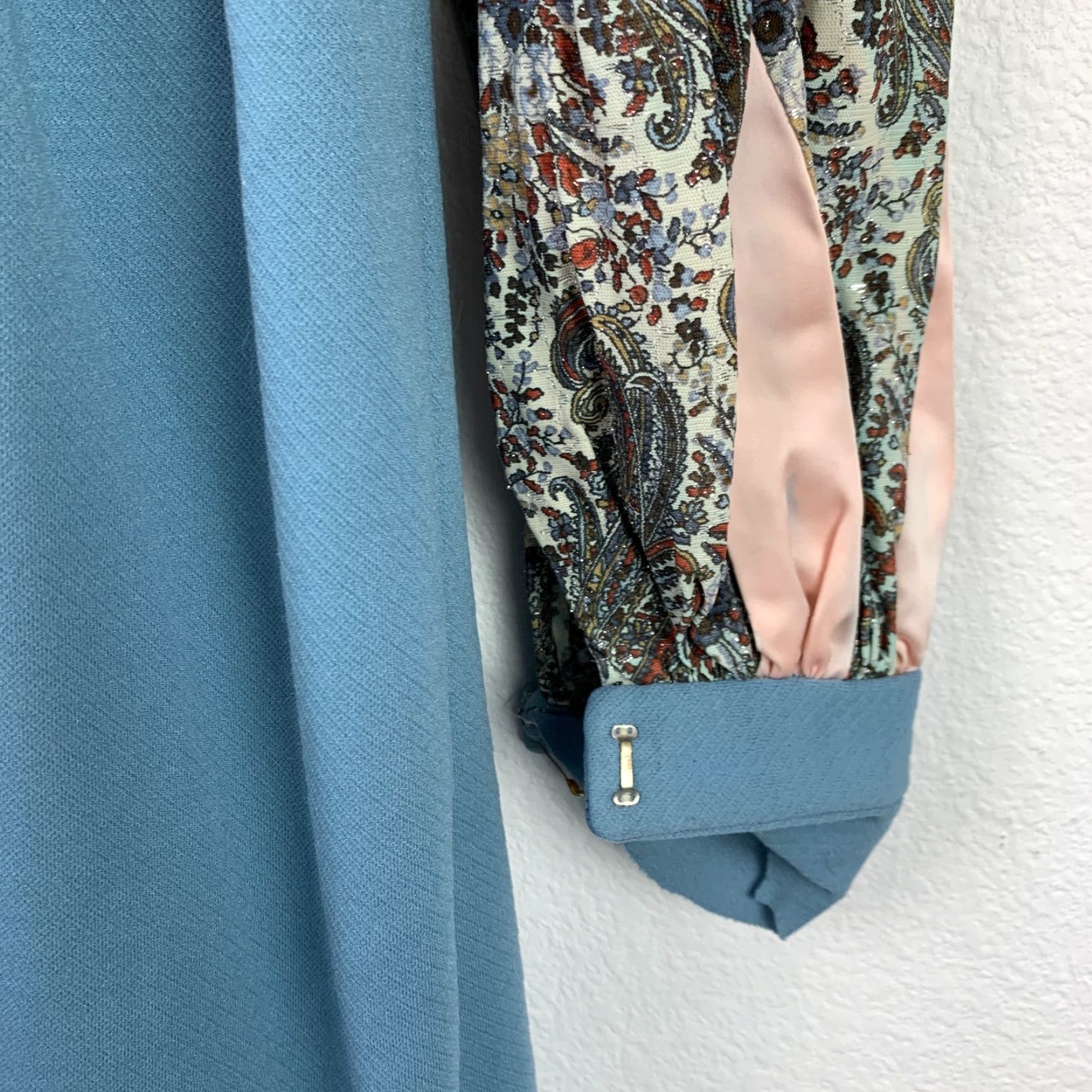 Vintage VINTAGE Handmade Blue Prairiecore Dress Empire Waist 1960s 31.5" Chest Casual Uncompleted Project Mens Women? (Stop) Size 4XL / US 24-26 - 3 Thumbnail