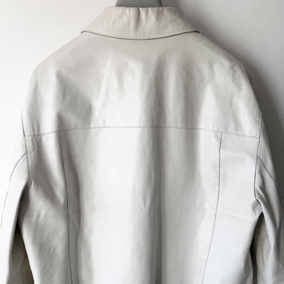 Miu Miu Miu Miu SS2000 White Belted Leather Blouson Jacket Size US L / EU 52-54 / 3 - 6 Thumbnail