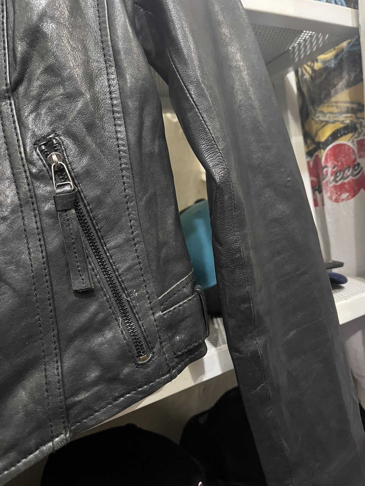 Genuine Leather Black Vegan Leather Moto Women's Size S / US 4 / IT 40 - 4 Thumbnail