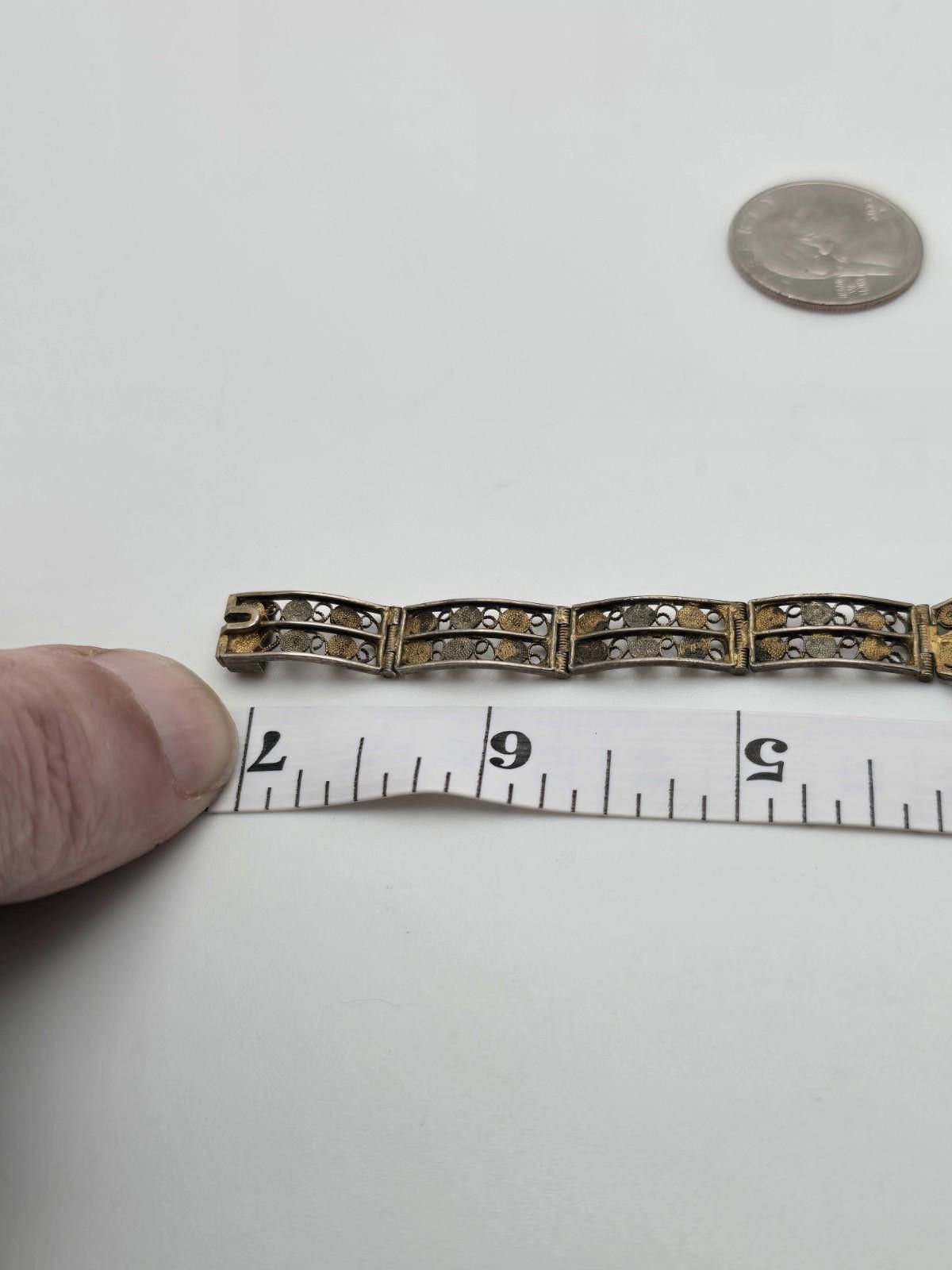 Other Antique Italian 800 Silver & Gold Filled Filigree Bracelet Size ONE SIZE - 2 Thumbnail