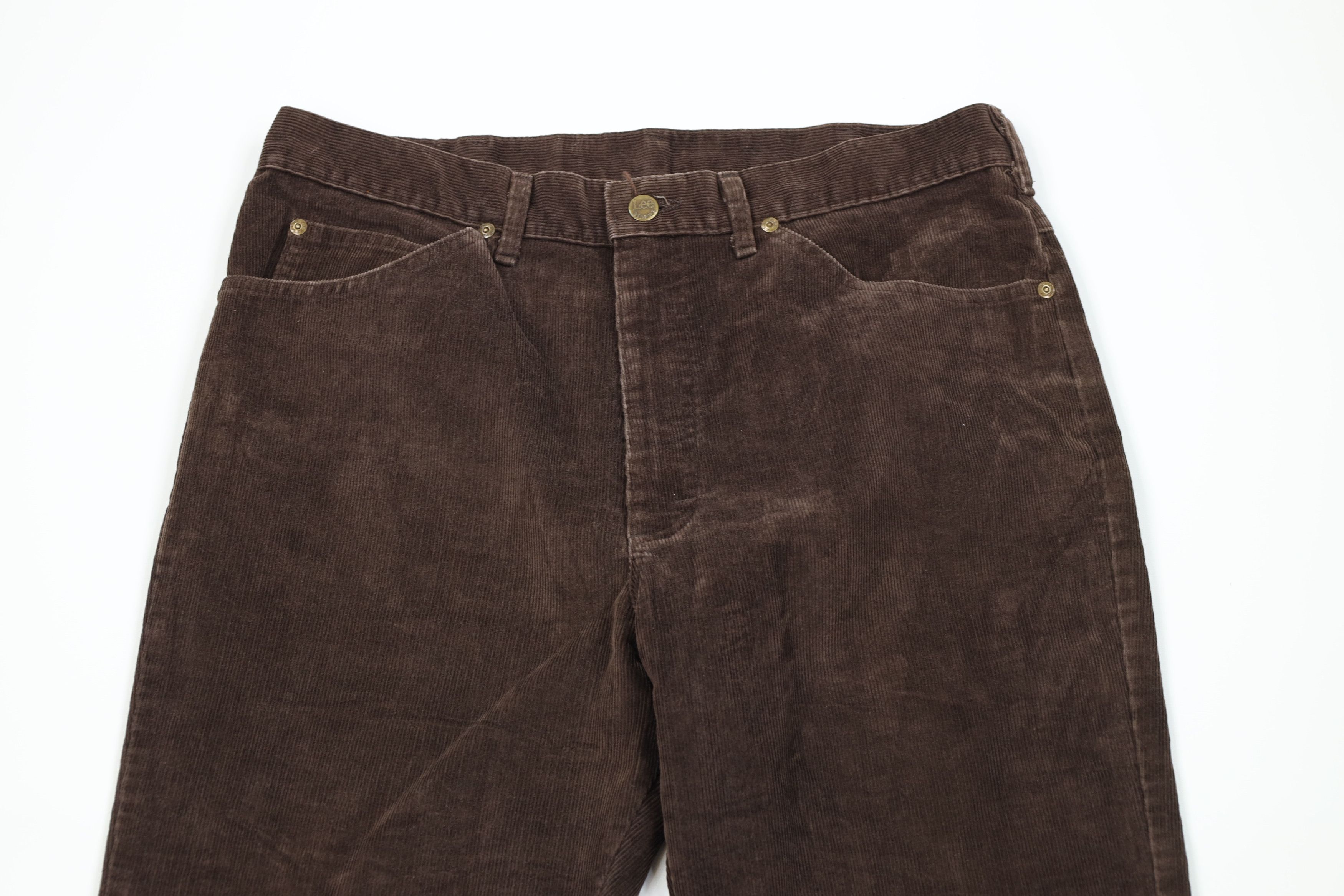 Lee Vintage 70s Lee Wide Leg Corduroy Chino Pants Brown USA Size US 34 / EU 50 - 2 Thumbnail