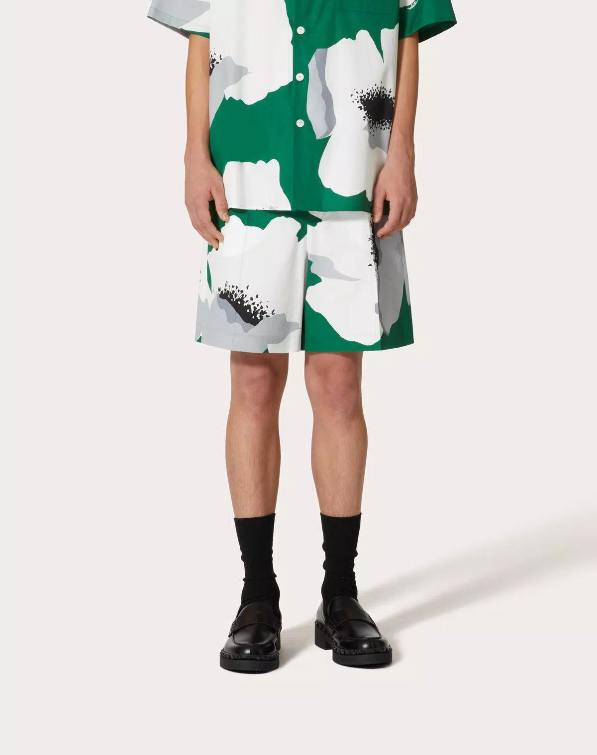 Valentino oc11z0725 Cotton Poplin Bermuda Shorts in White/Green Size US 28 / EU 44 - 4 Thumbnail