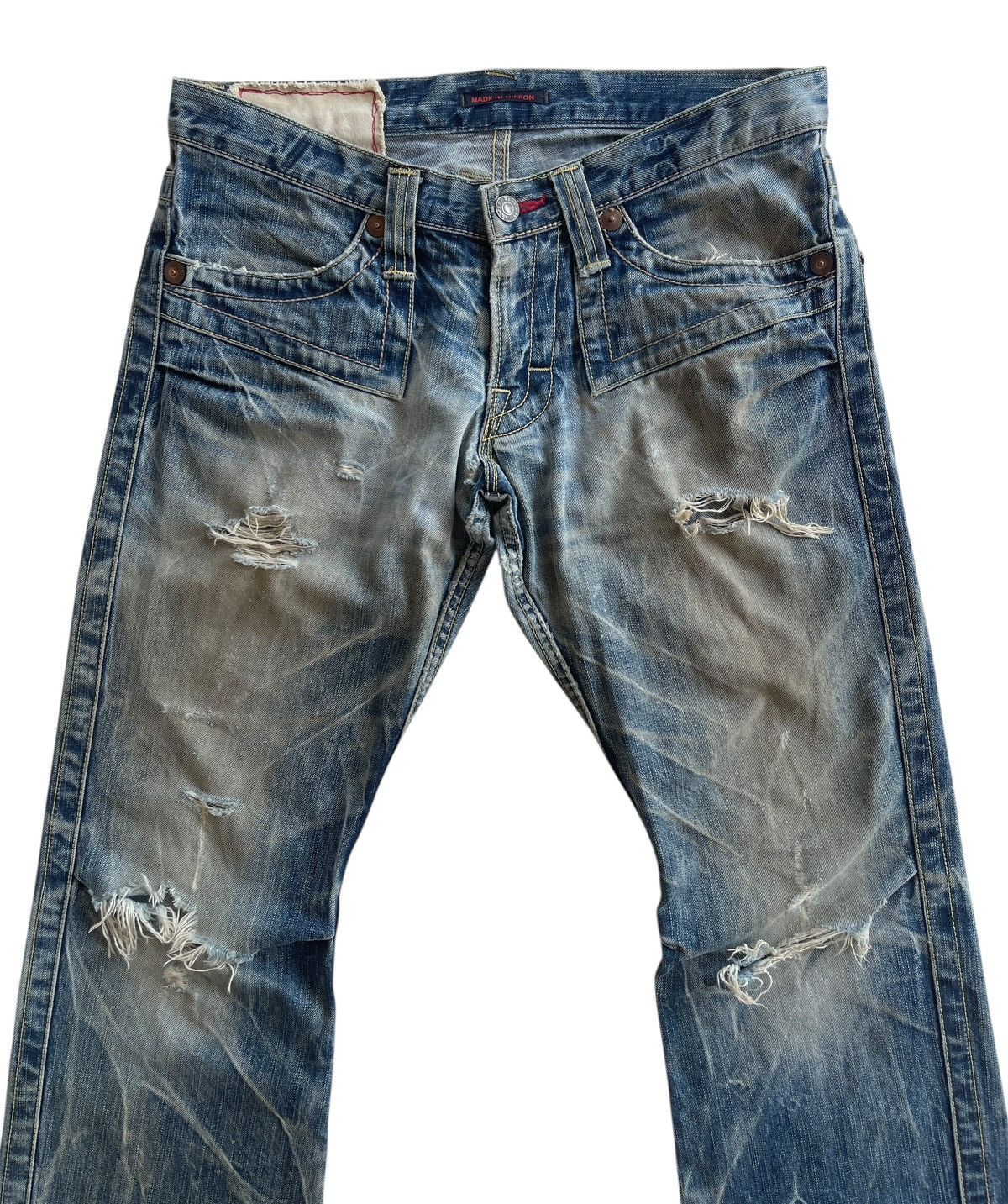 Japanese Brand SICK❗️ Japanese Blueway Rusty Distressed Flare Denim Size US 32 / EU 48 - 3 Thumbnail
