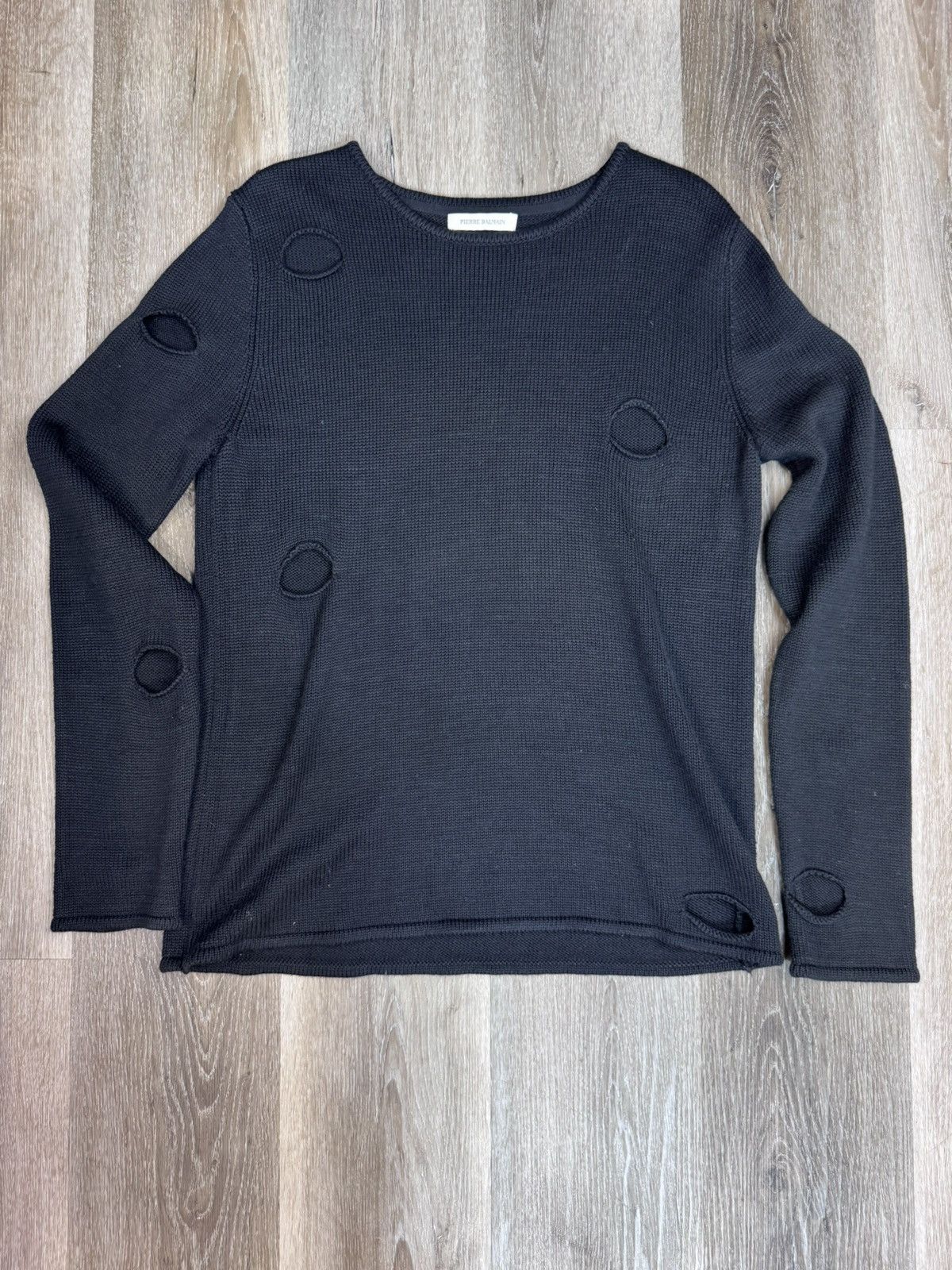 Balmain RARE HOLES KNIT BALMAIN SWEATER 2013 ( original owner ) Size US L / EU 52-54 / 3 - 10 Thumbnail