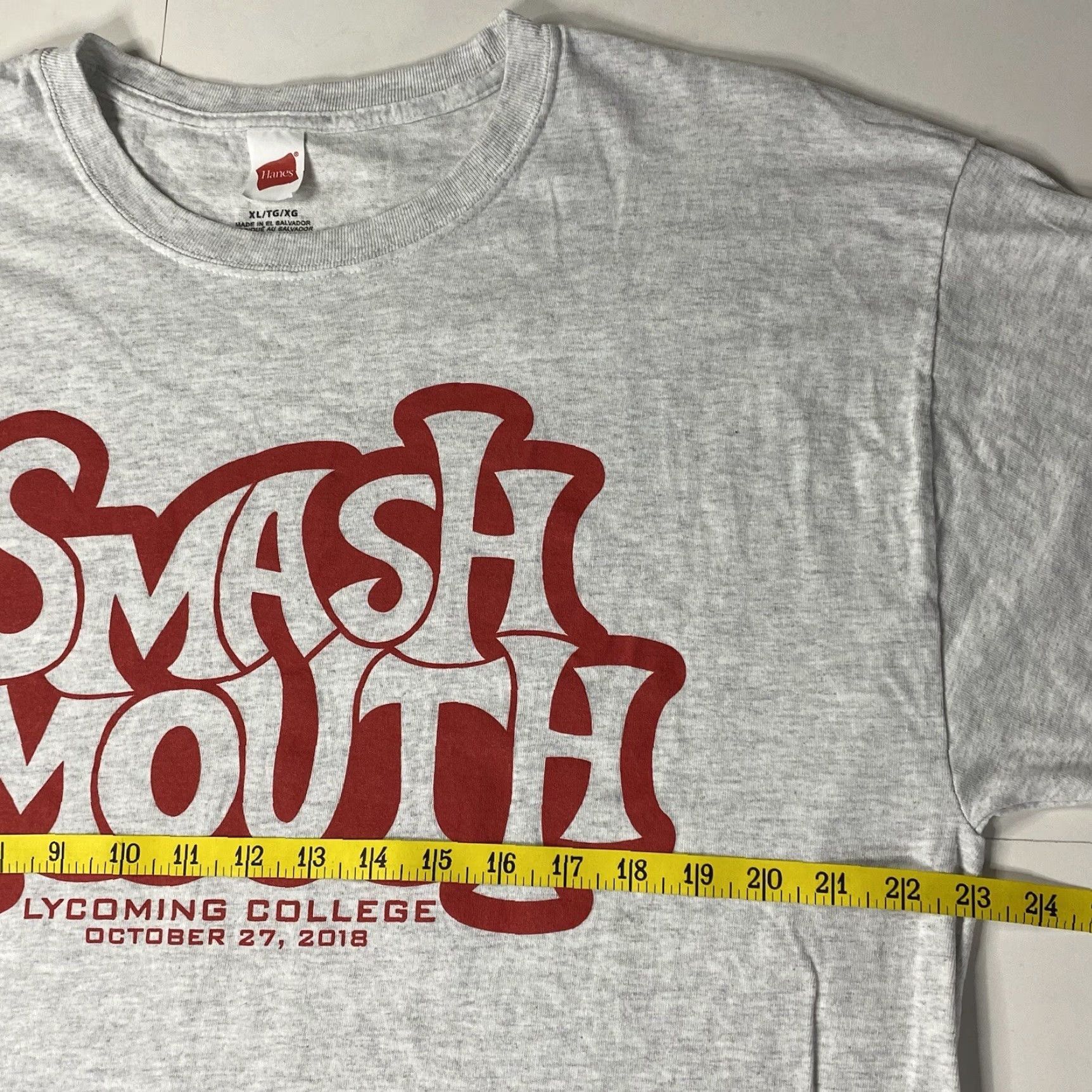 Hanes VINTAGE Hanes T-Shirt Smash Mouth Tour Rock Band EVENT STAFF Unisex Adults XL Gray 2018 Short Sleeve Crew Neck Big & Tall Size US XL / EU 56 / 4 - 6 Thumbnail