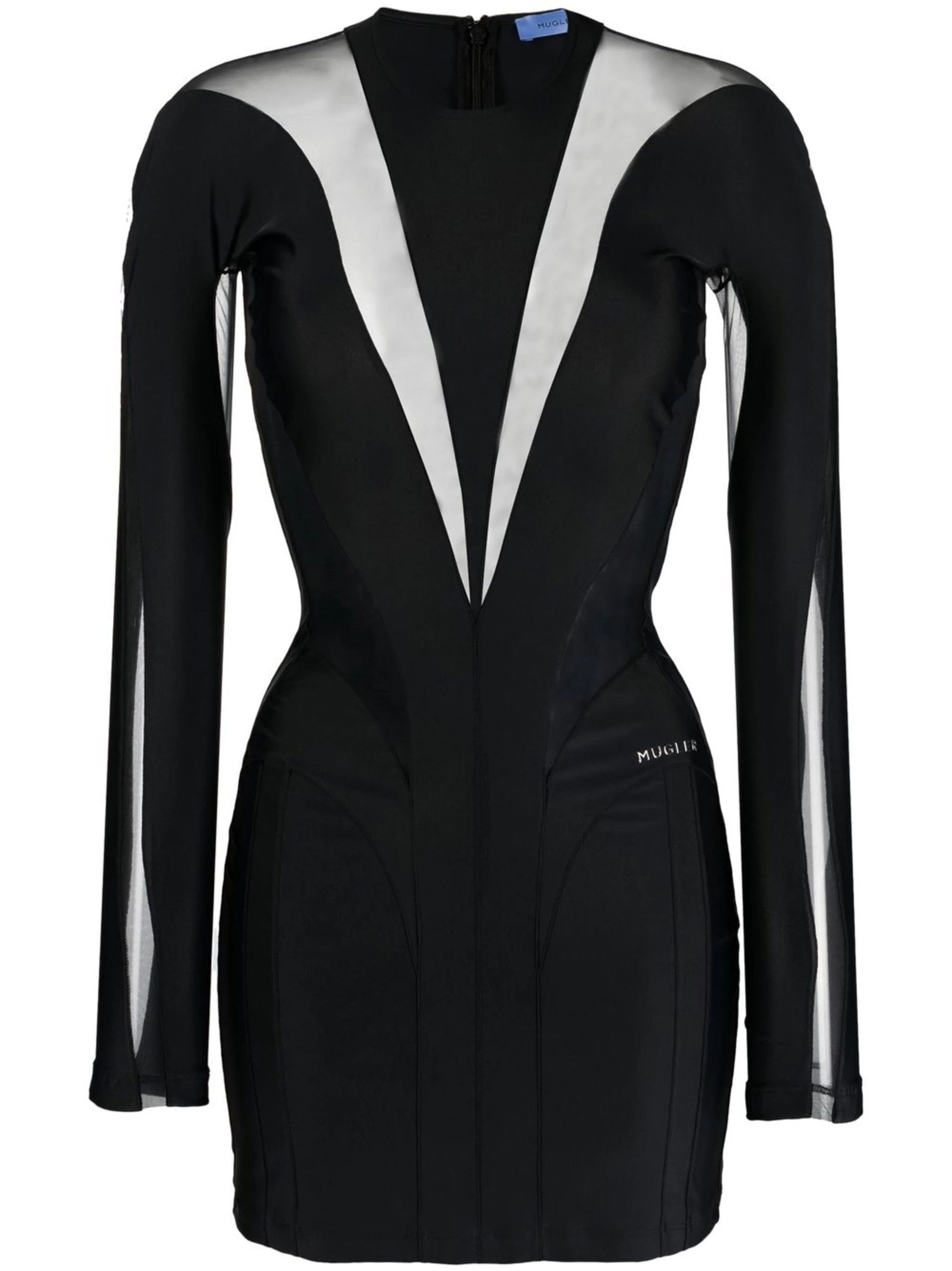 image of Mugler O1Mle0524 Body Shaping Illusion Dress In Black, Women's (Size Small)