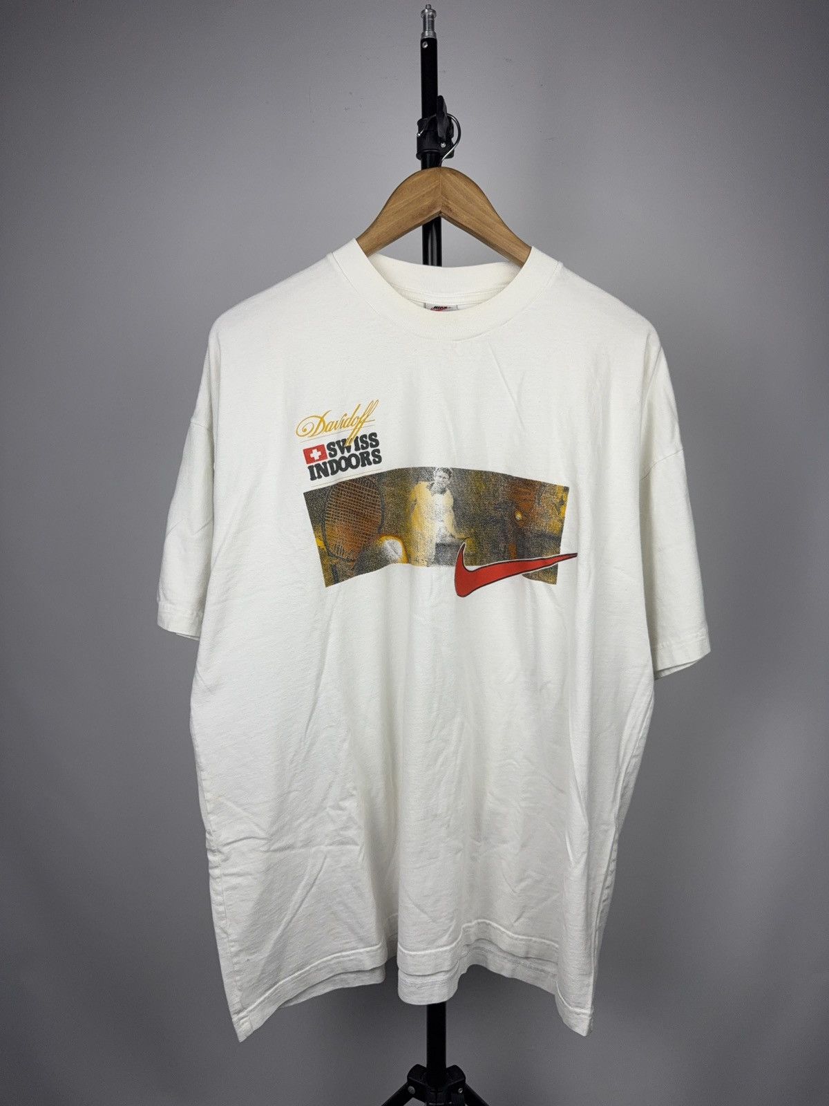 Vintage Nike Swiss Indoors Basel Davidoff Tennis T-Shirt