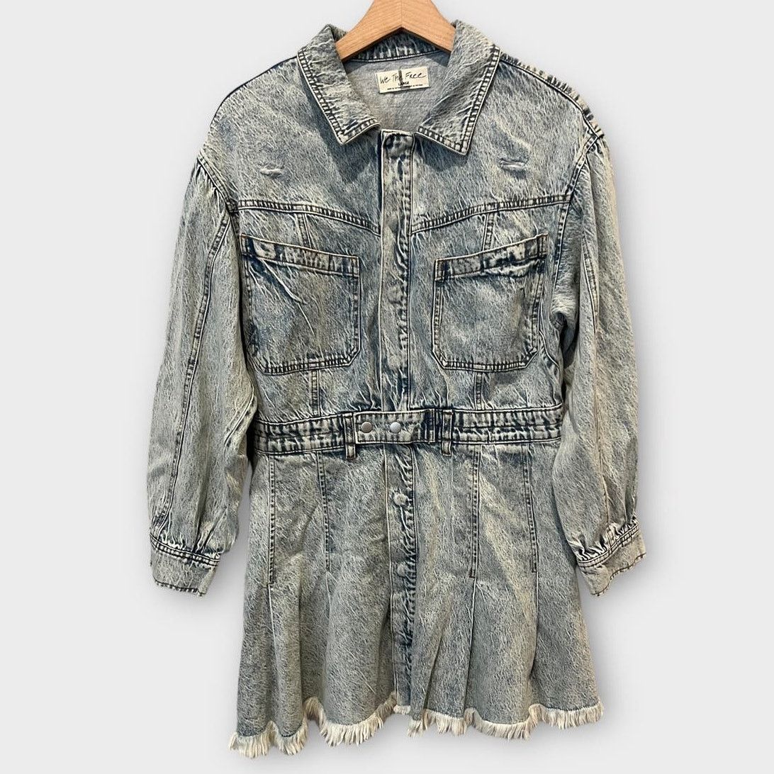 Free People FREE PEOPLE Chain Of Command Denim Minidress Size Large Size L / US 10 / IT 46 - 2 Thumbnail