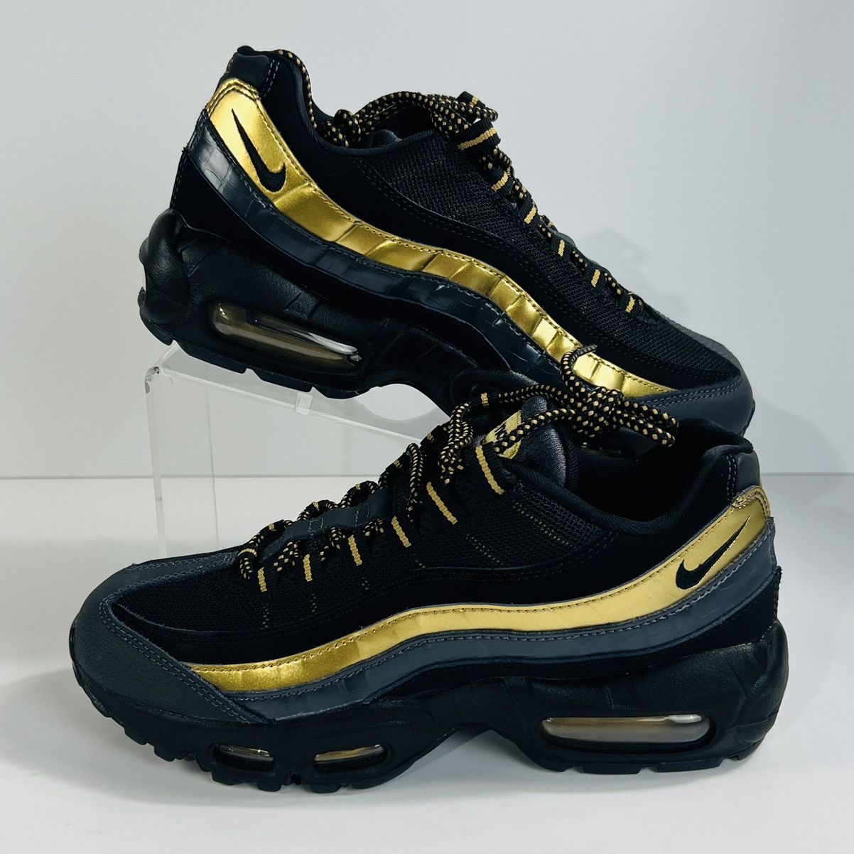 Nike Mens Size 6.5 - Nike Air Max 95 PRM Black Gold Shoes Size US 6.5 / EU 39-40 - 1 Thumbnail