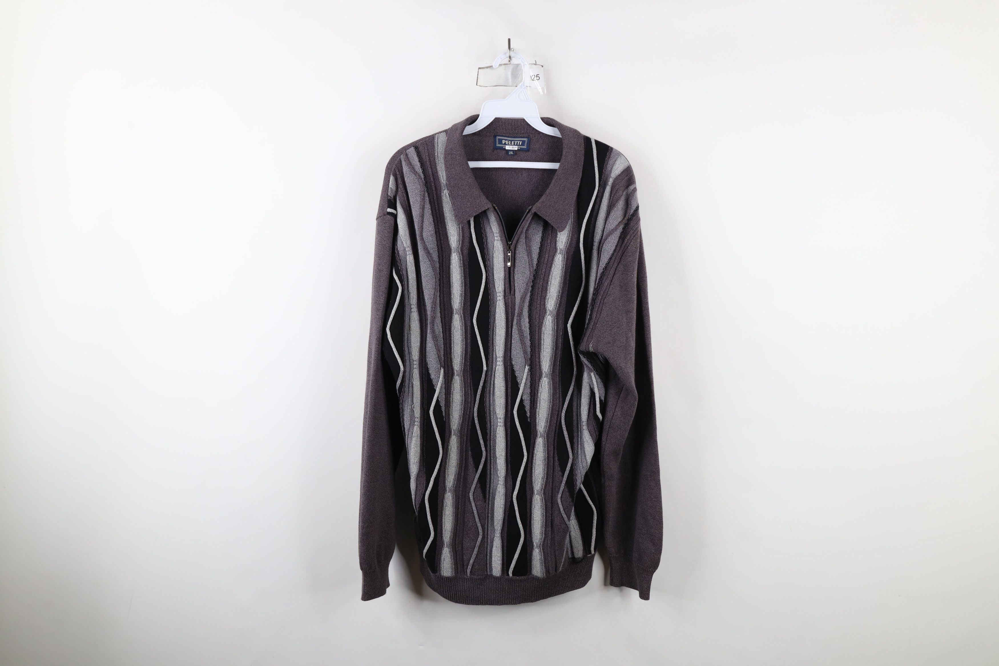 Vintage Vintage 90s Coogi Style Textured Knit Collared Sweater Size US XXL / EU 58 / 5 - 1 Thumbnail