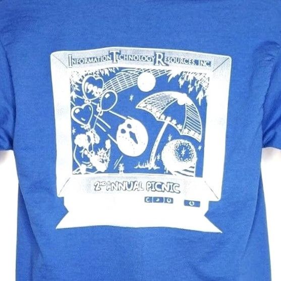 Fruit Of The Loom VINTAGE Fruit of the Loom T-Shirt Mens Medium Blue 100% Cotton Crew Neck Graphic Tee Information Technology Resources Inc 90s USA Size US M / EU 48-50 / 2 - 2 Thumbnail