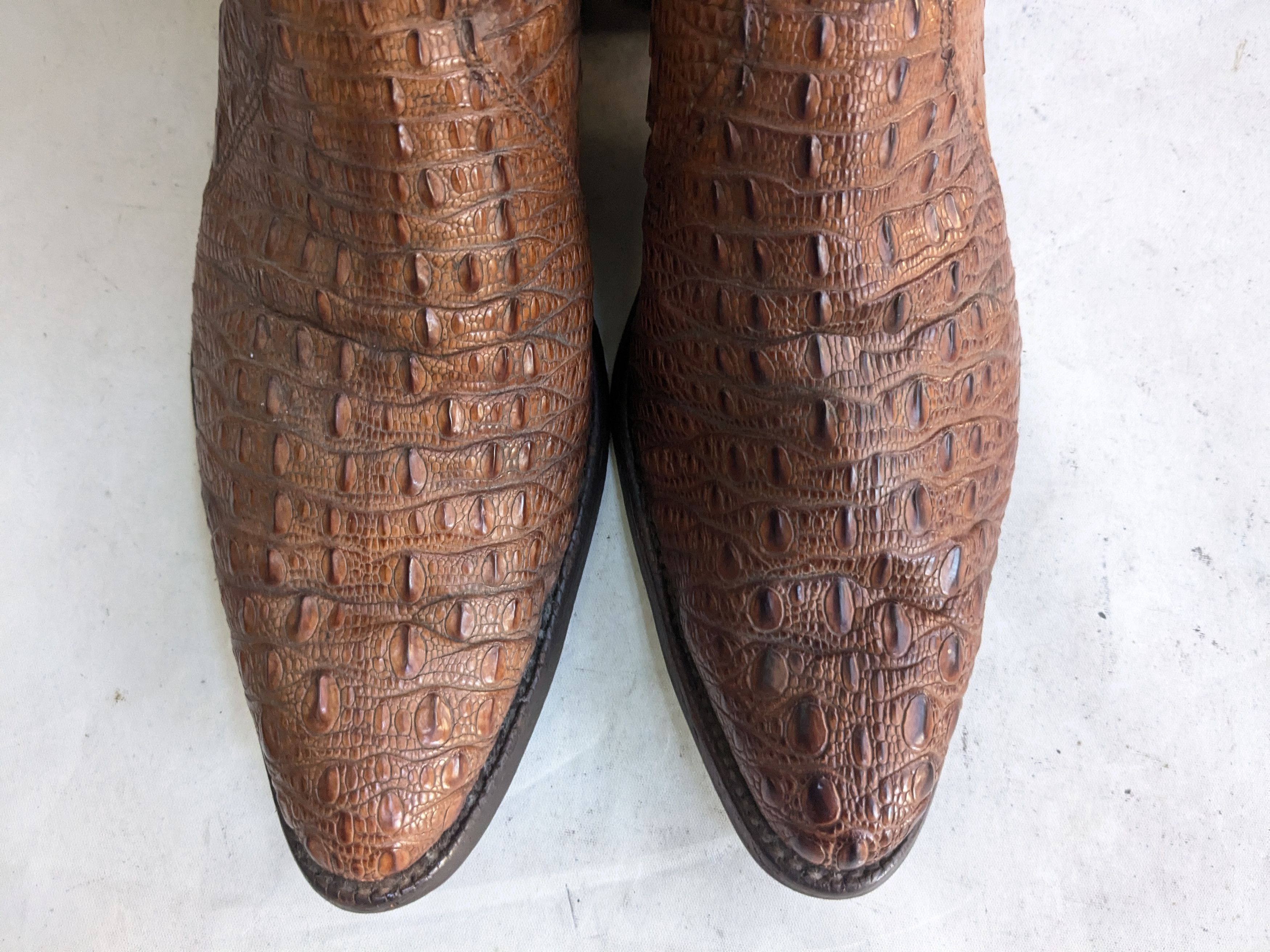 Justin Boots Justin Cowboy Boots Brown 12 B Hornback Lizard Leather Size US 12 / EU 45 - 3 Thumbnail