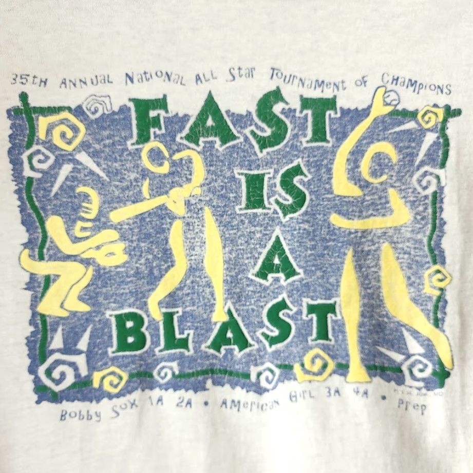 Fruit Of The Loom VINTAGE Bobby Sox Softball T Shirt Mens Size Large 90s Fast Made In USA Fruit of the Loom White Cotton Blend 90s baseball Mens T-Shirt US-made Size US L / EU 52-54 / 3 - 5 Thumbnail