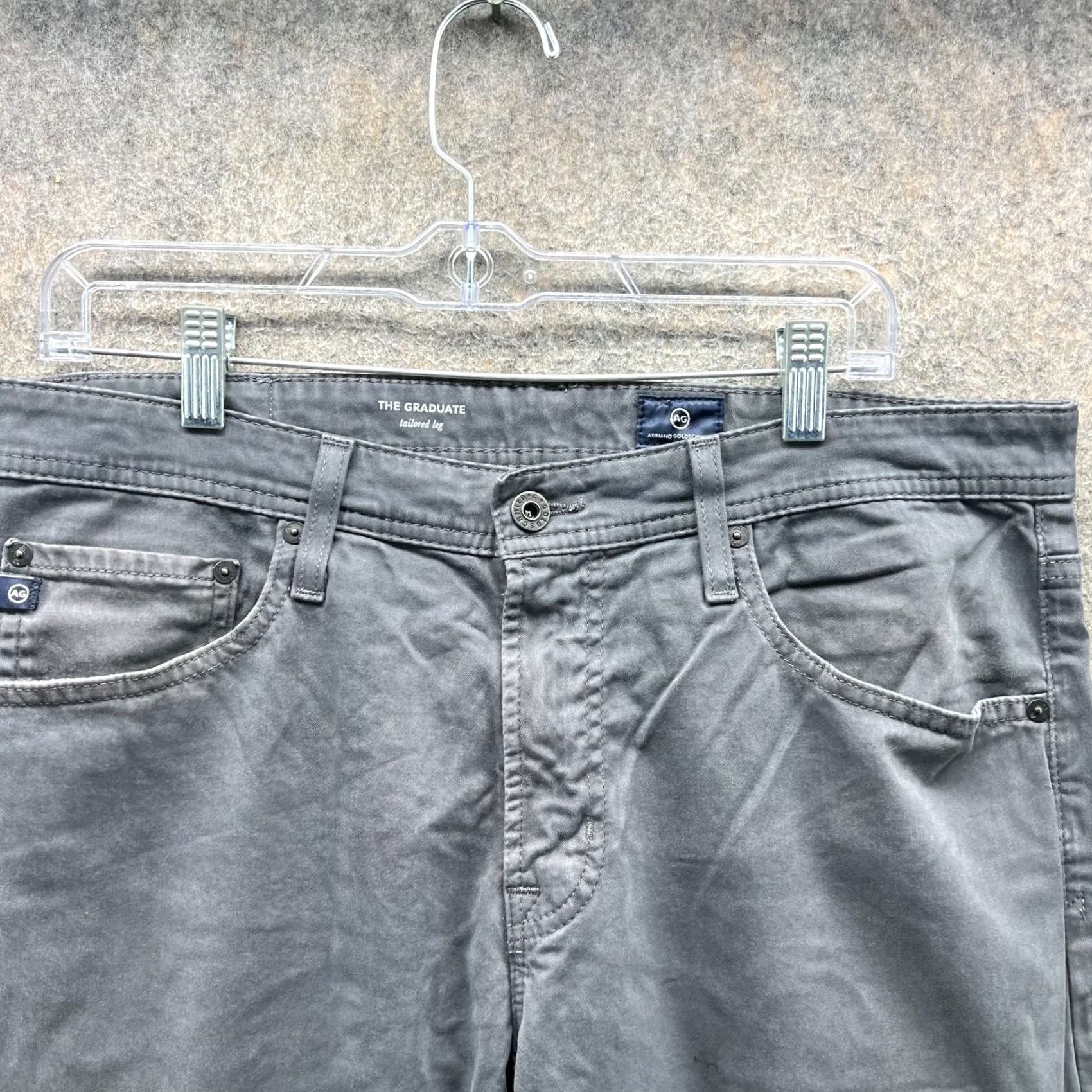 Vintage AG Adriano Goldschmied Pants Mens 34x34 Gray Chino Flat Front Straight Leg Regular Fit 30 Inseam 34 Waist Size US 34 / EU 50 - 7 Thumbnail