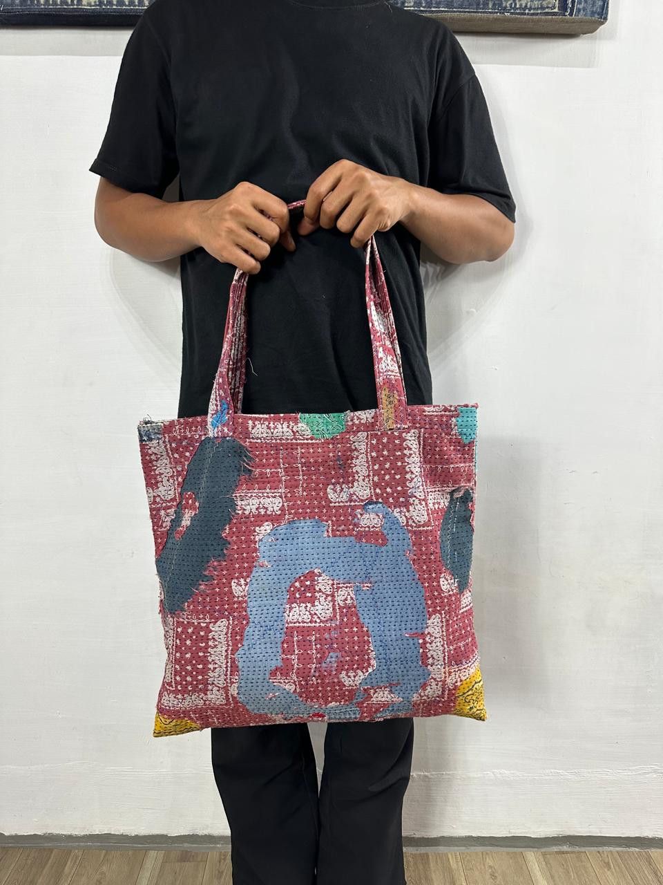 Other Custom Made Distressed Denim Paisley Patchwork Boro Tote bag Size ONE SIZE - 2 Thumbnail
