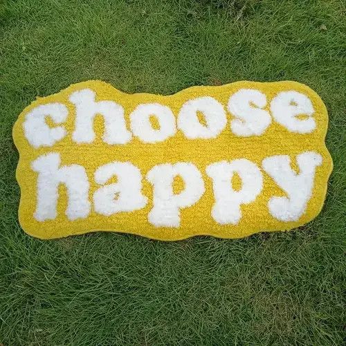 Handmade 3D "CHOOSE HAPPY" Handmade Soft Rug Size ONE SIZE - 1 Thumbnail