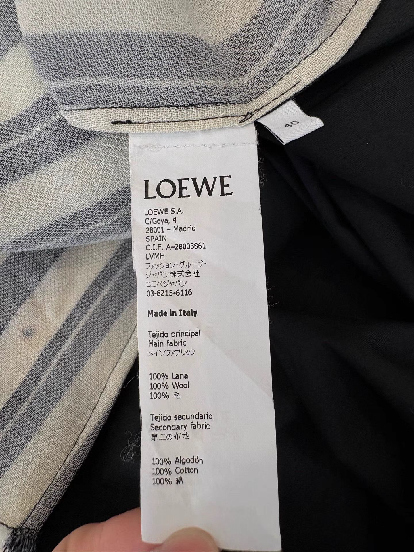 Loewe LOEWE Black and White Striped Wool Long-Sleeve Shirt K1 Size S / US 4 / IT 40 - 4 Thumbnail