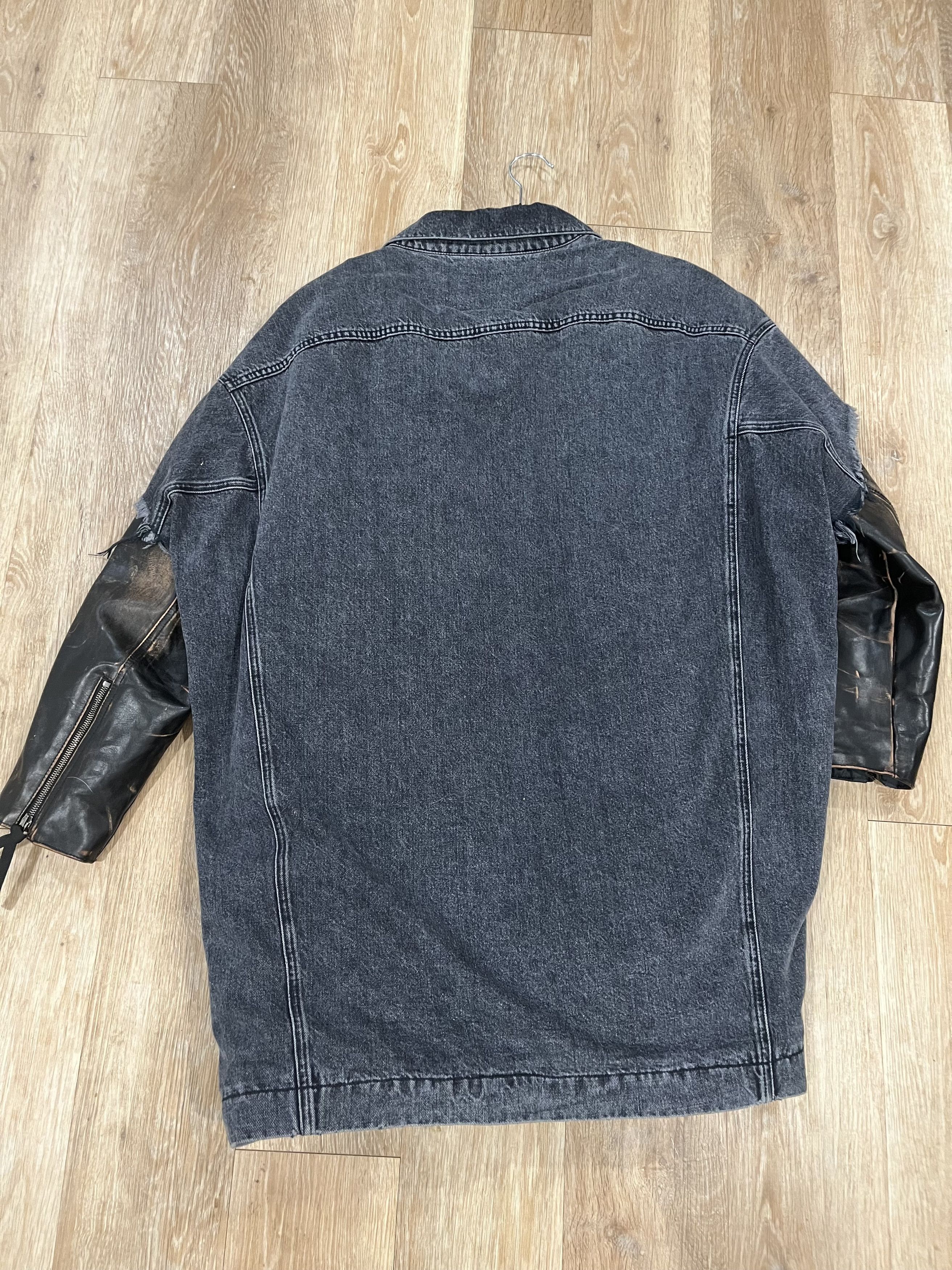 R13 R13 leather sleeves denim long coat Size US M / EU 48-50 / 2 - 2 Thumbnail