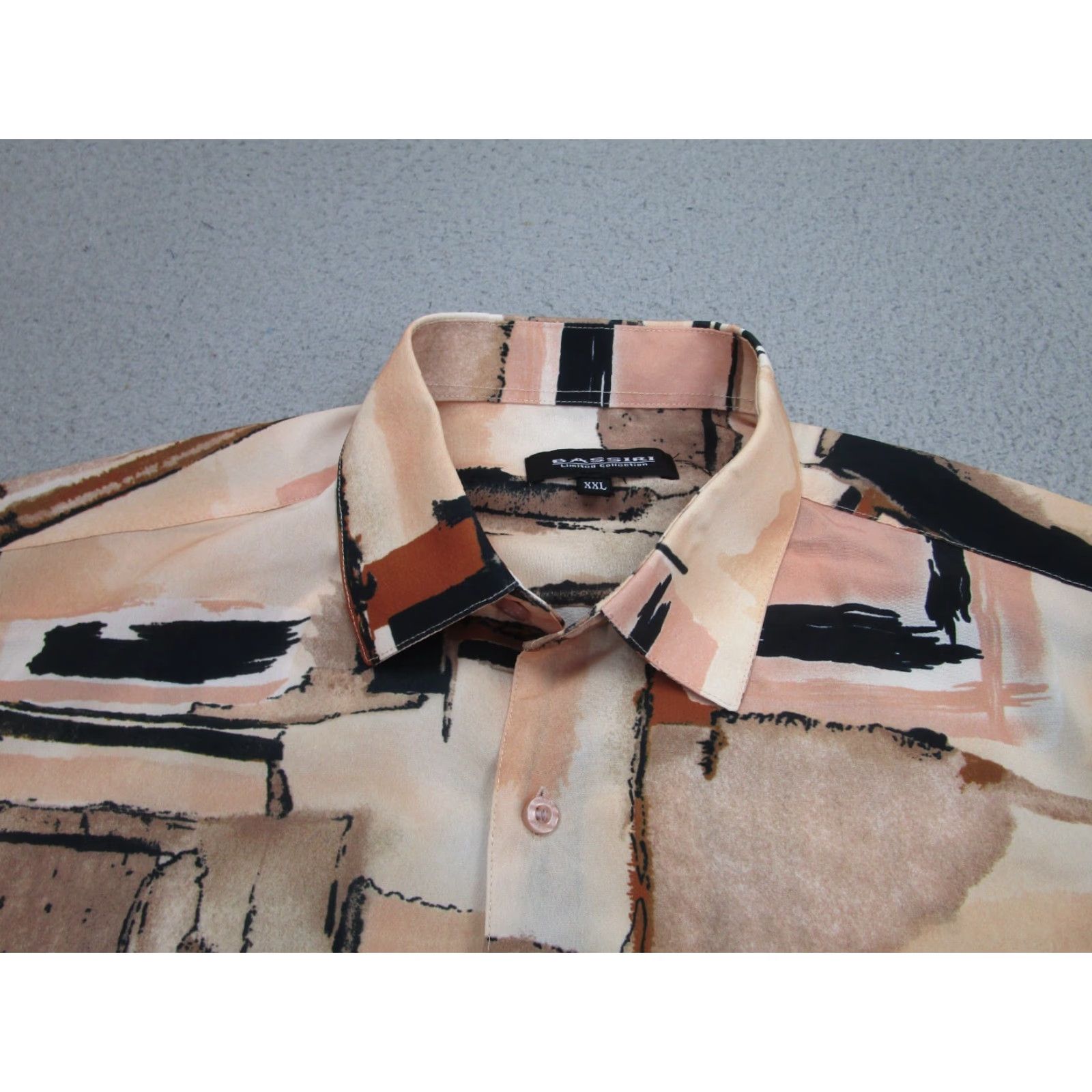 Vintage Bassiri Shirt Mens 2XL Short Sleeve Beige Abstract 90s Party Artsy Y2K Style Button-Up Collared Graphic Print Casual Vintage Mens? Size US XXL / EU 58 / 5 - 3 Thumbnail
