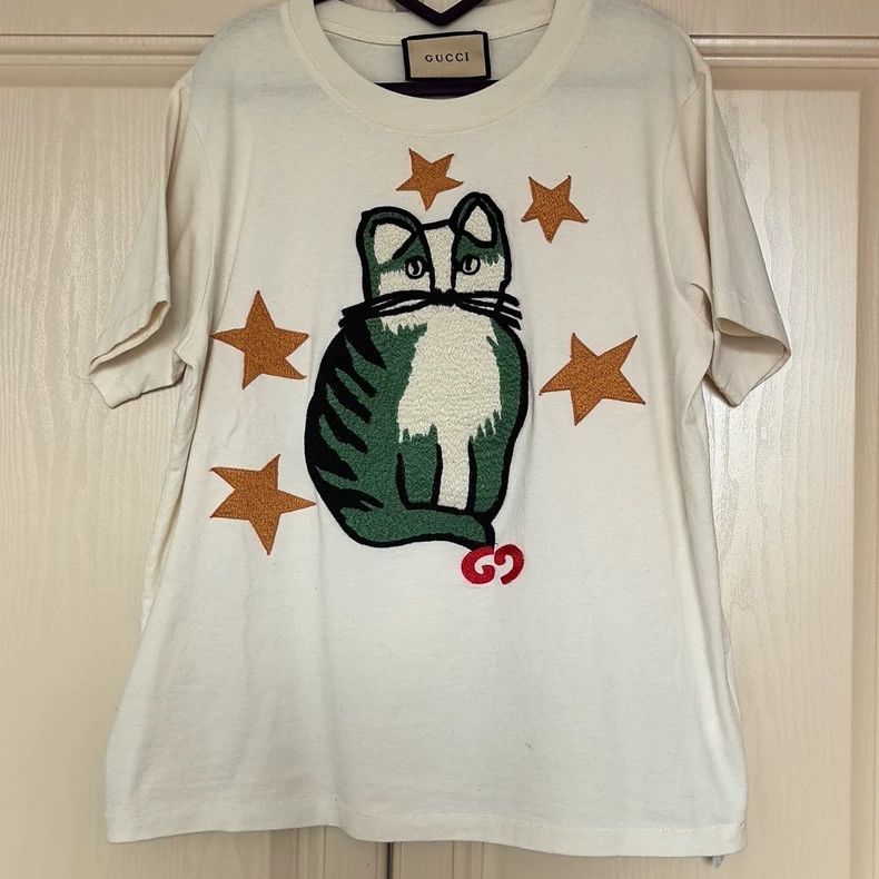 Gucci Gucci Cat T-Shirt with Star Design - dmc Size US L / EU 52-54 / 3 - 1 Thumbnail