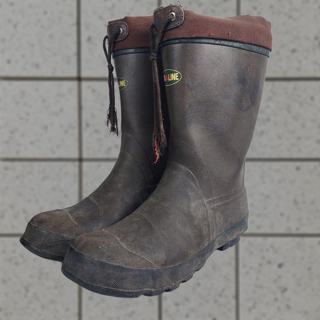Vintage Pro Line Rubber Hunting Boots Mens 11 Waterproof Brown Insulated Outdoor Winter Workwear Casual Activewear Boots Menssafety Size US 11 / EU 44 - 1 Thumbnail
