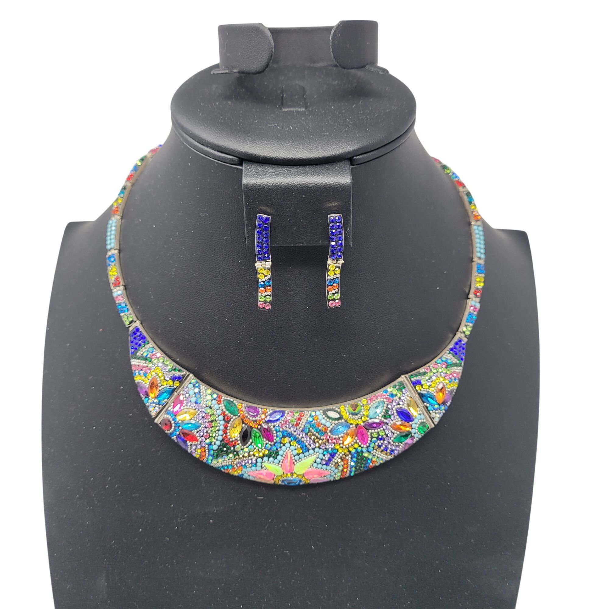 Handmade Artisan 925 Sterling Silver Multicolor Micro Mosaic Choker N Size ONE SIZE - 1 Thumbnail