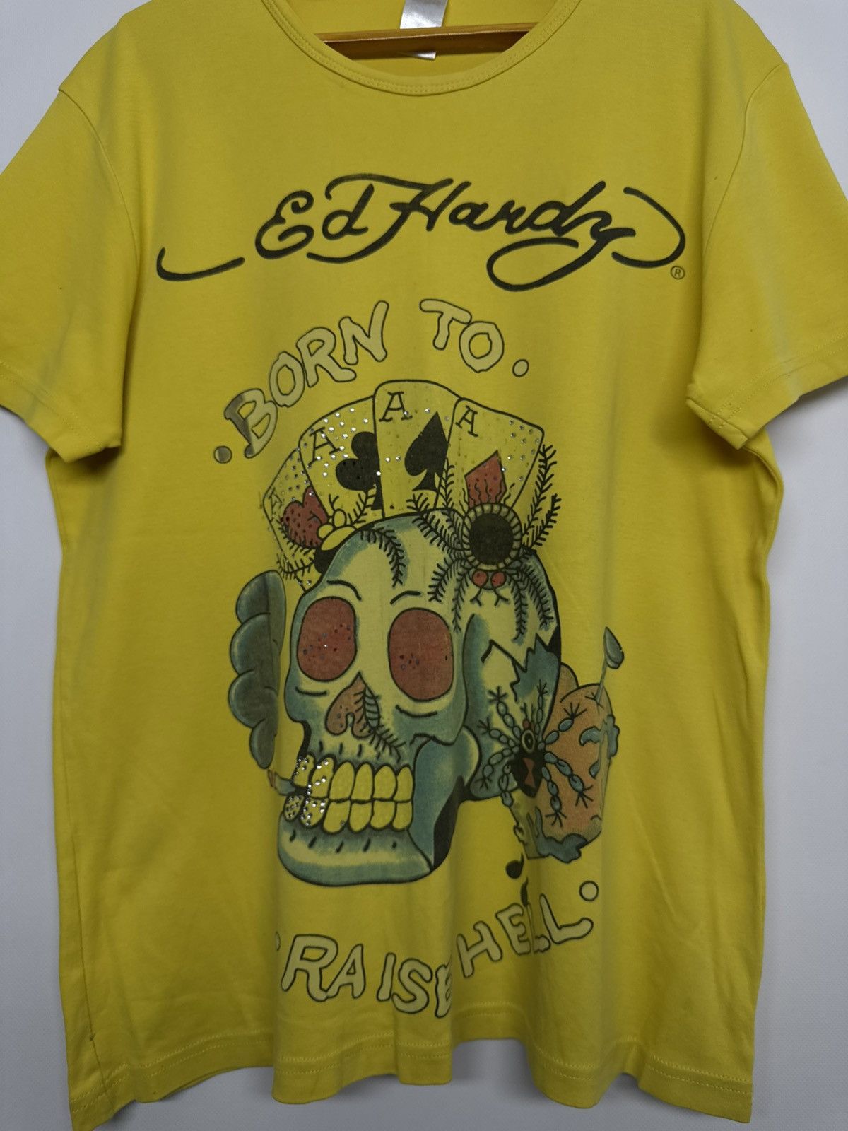 Ed Hardy Vintage Y2K Ed Hardy Skull Born To Raised Hell T Shirt Size US M / EU 48-50 / 2 - 3 Thumbnail