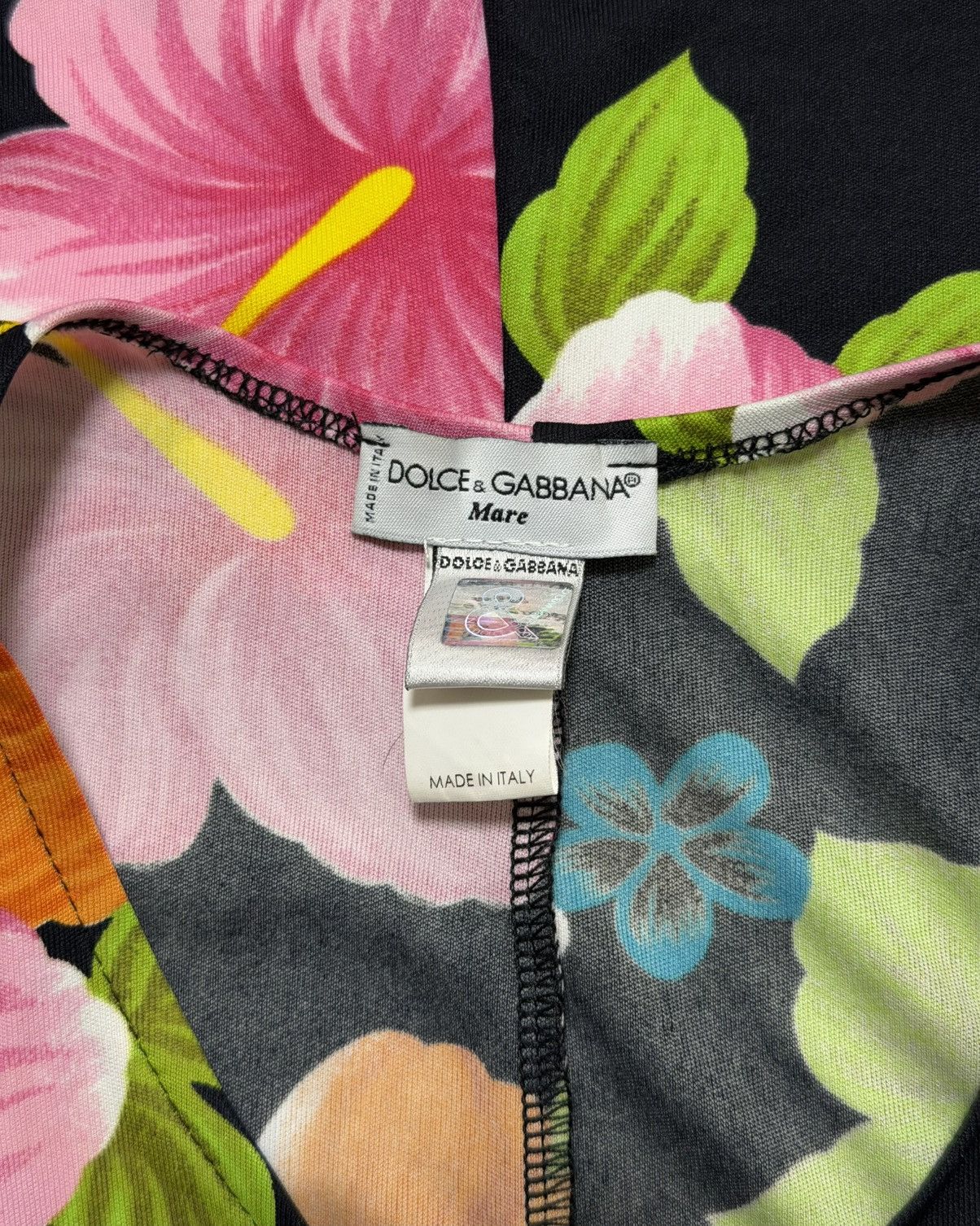 Dolce & Gabbana DOLCE&GABBANA 2000s Vintage Hibiscus Floral Print Midi Dress Size S / US 4 / IT 40 - 5 Thumbnail