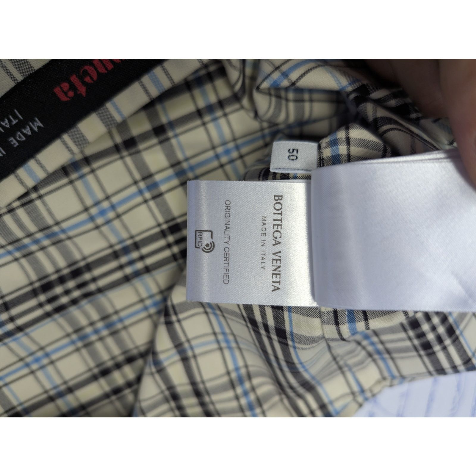 Bottega Veneta o1rshd1 Bold Check Composition Cotton Shirt in Chalk Size US M / EU 48-50 / 2 - 21 Thumbnail