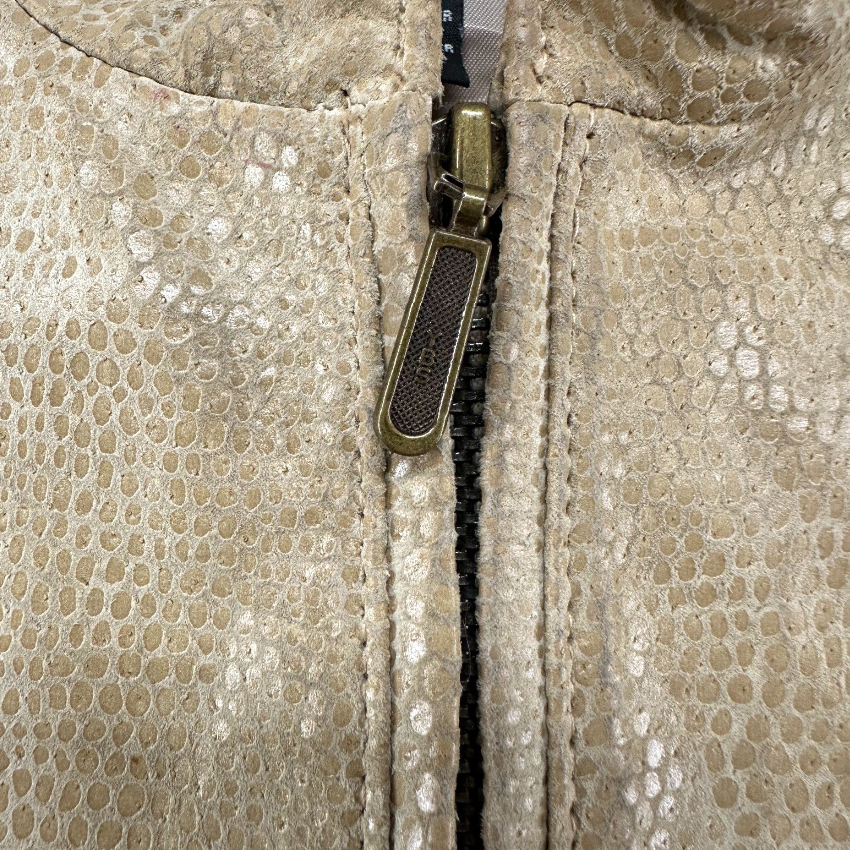 Alfani VINTAGE Alfani Jacket Womens Petite PM Beige Leather Snakeskin Zip Full Lined 90s Biker Motorcycle Snake Spring Fall Winter Womens Size M / US 6-8 / IT 42-44 - 5 Thumbnail