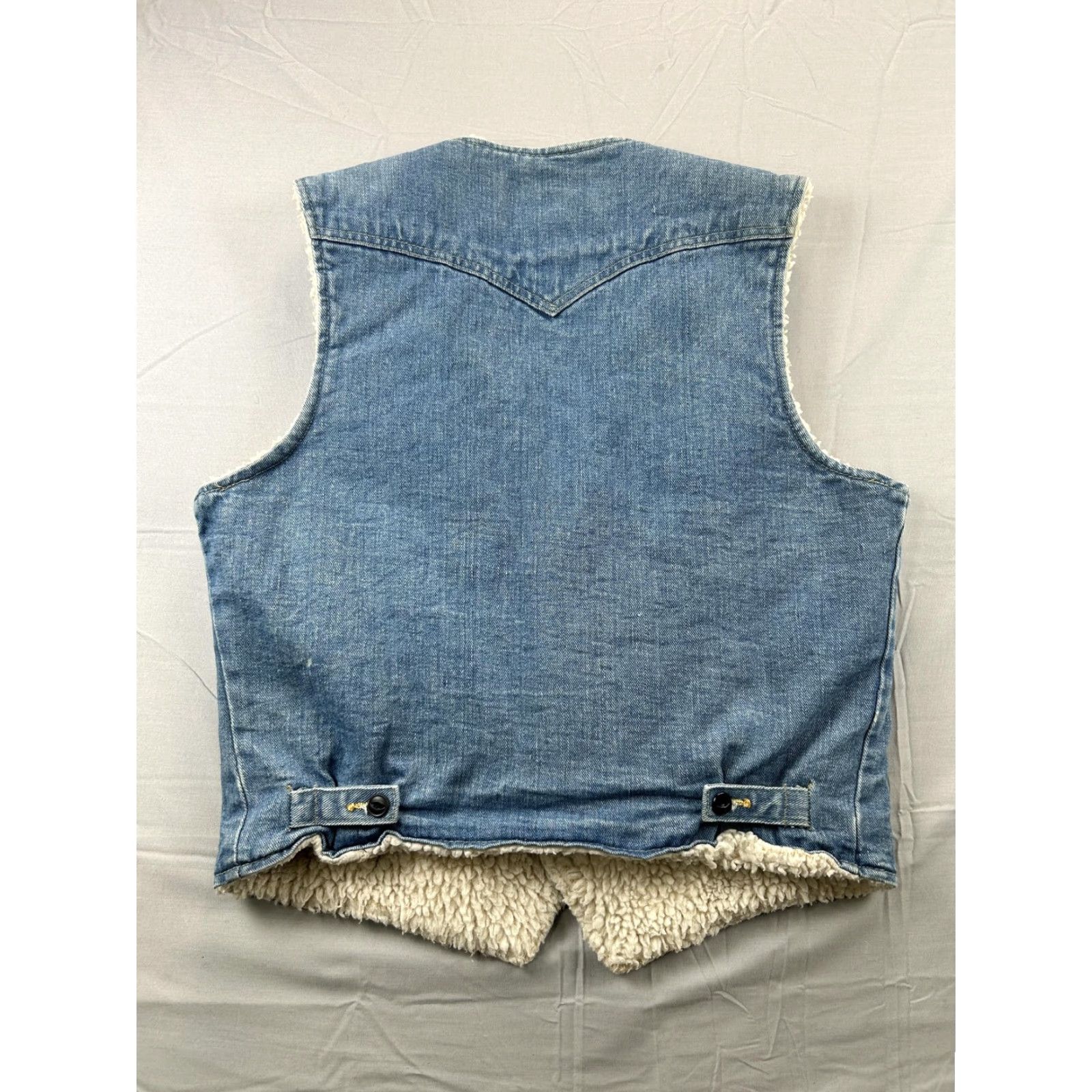 Lee VINTAGE Lee Storm Rider Vest Mens Small Blue Denim Sherpa Lined USA 70s Size US S / EU 44-46 / 1 - 2 Thumbnail