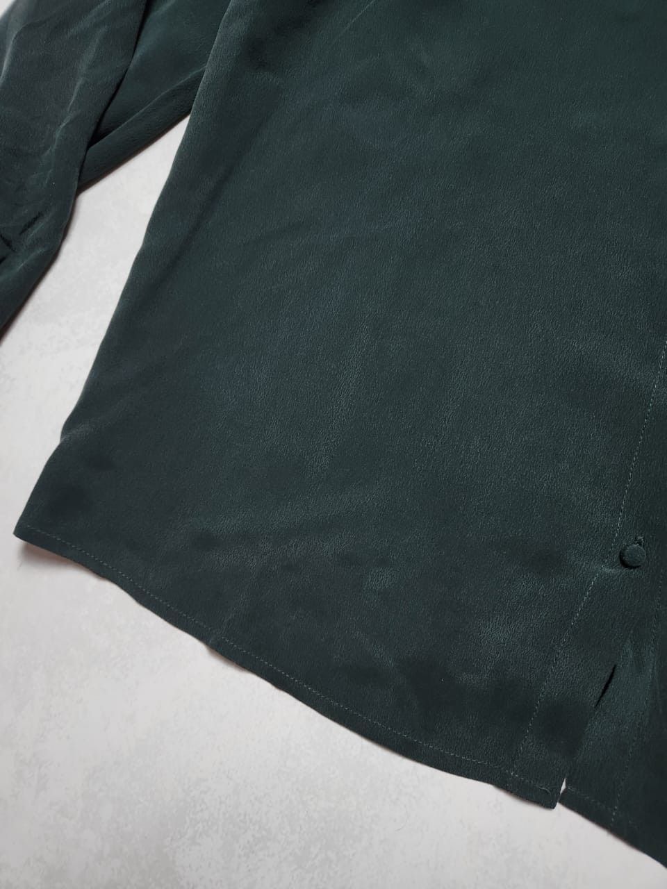Sezane Sezane Silk Blouse Bottle Green Shirt Ruffle Trim Size M / US 6-8 / IT 42-44 - 11 Thumbnail