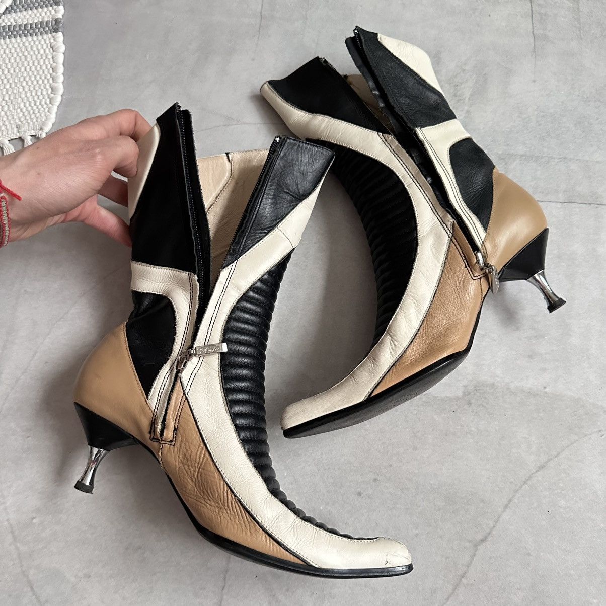 New Rock 25x Cyber Moto Leather Boots Kitten Heels Prada Miu Miu Vibe Size US 9 / IT 39 - 14 Thumbnail