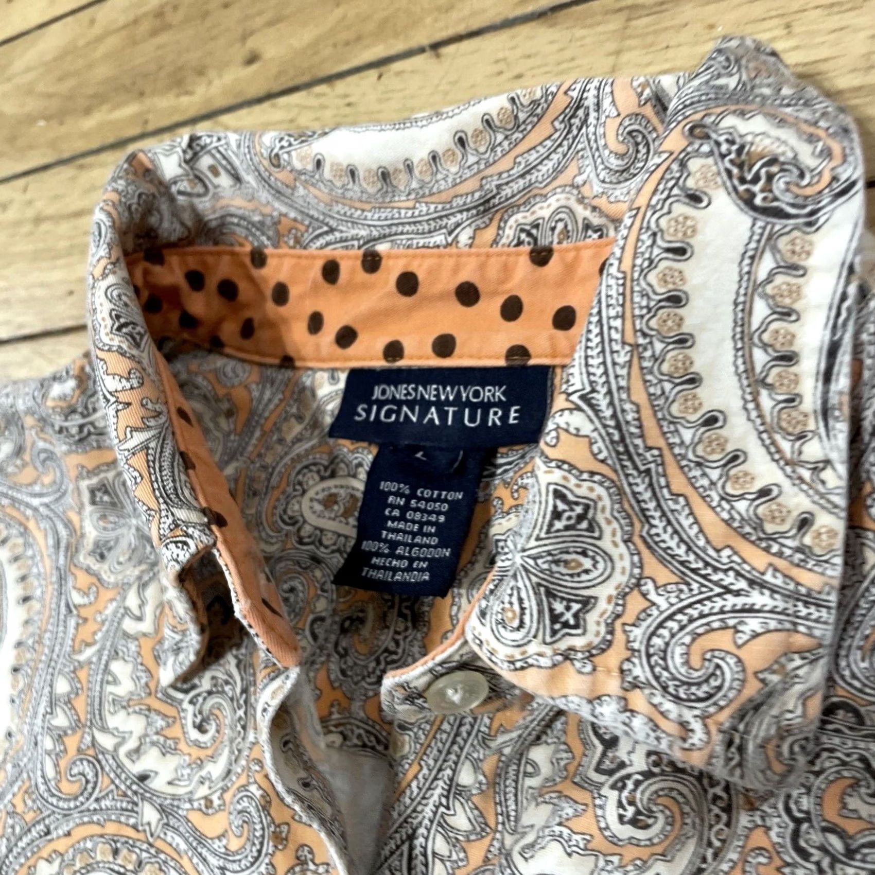 Jones New York Jones New York Signature Paisley Shirt Women L Western Pink Floral Button-Up Top Size M / US 6-8 / IT 42-44 - 3 Thumbnail