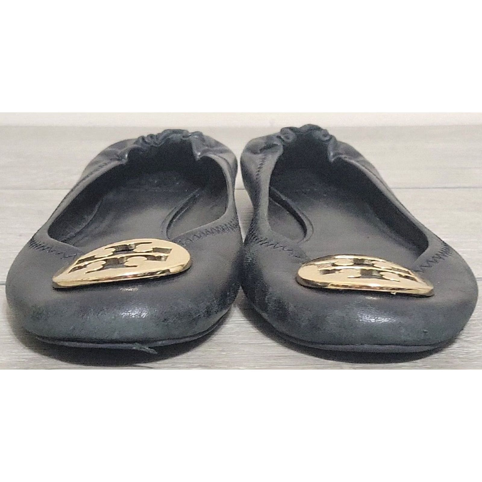 Tory Burch Tory Burch Minnie Ballet Flat Black Gold Women Size 7.5 M Slip On Leather Size US 8 / IT 38 - 5 Thumbnail