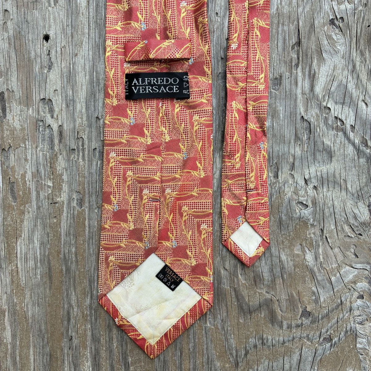 Other Alfredo Versace Silk Tie Red Gold Floral Jacquard Size ONE SIZE - 2 Thumbnail