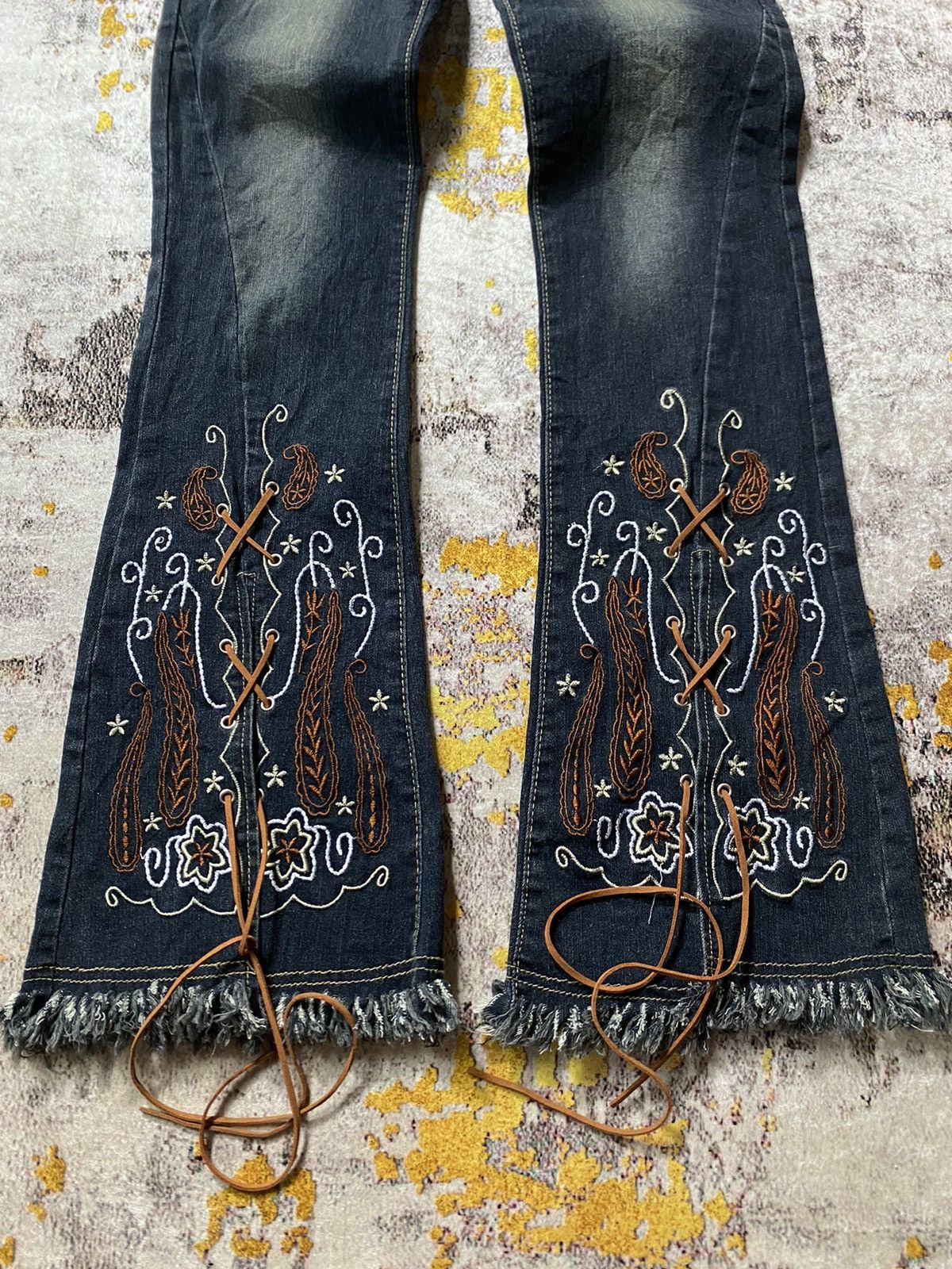 If Six Was Nine × Japanese Brand × Tornado Mart Y2K Romwe stretch Lace Up flare Denim Size 28" / US 6 / IT 42 - 3 Thumbnail