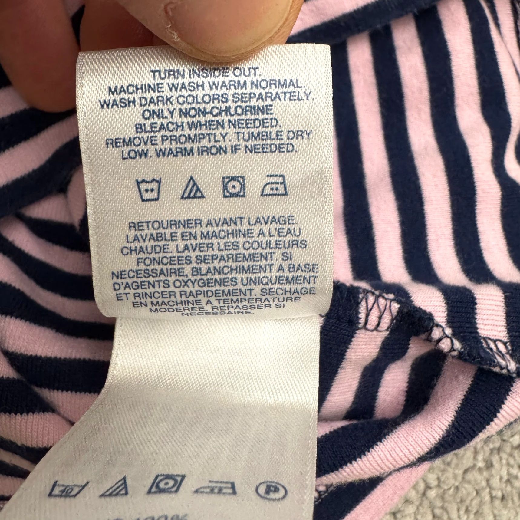 Lands' End Lands' End Shaped Fit T-Shirt Womens Petite XS Navy Pink Striped Crew Neck Tee Size XS / US 0-2 / IT 36-38 - 7 Thumbnail