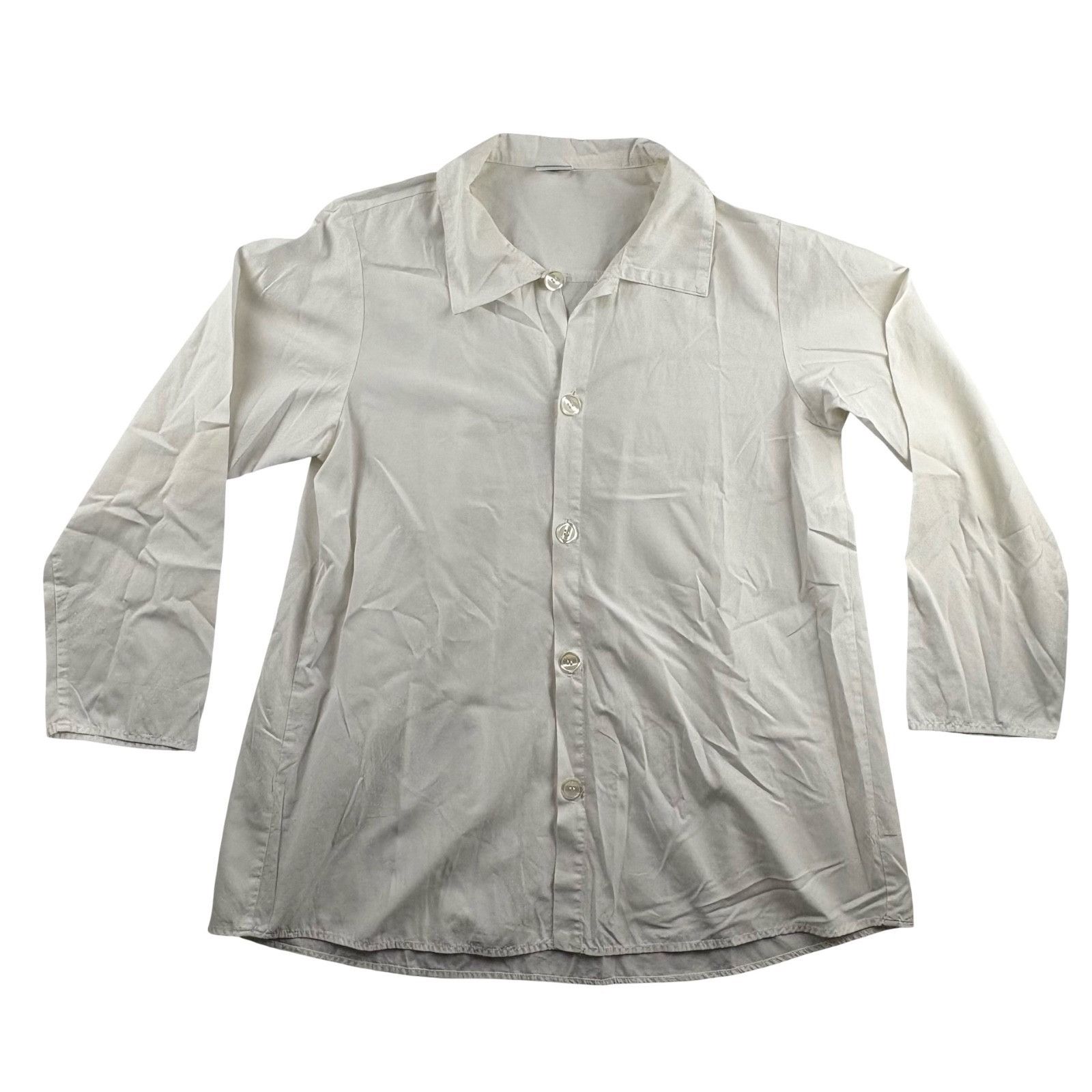 CP Shades CP Shades Women’s Cotton Lagenlook Button-Down Shirt White • Size S / US 4 / IT 40 - 2 Thumbnail
