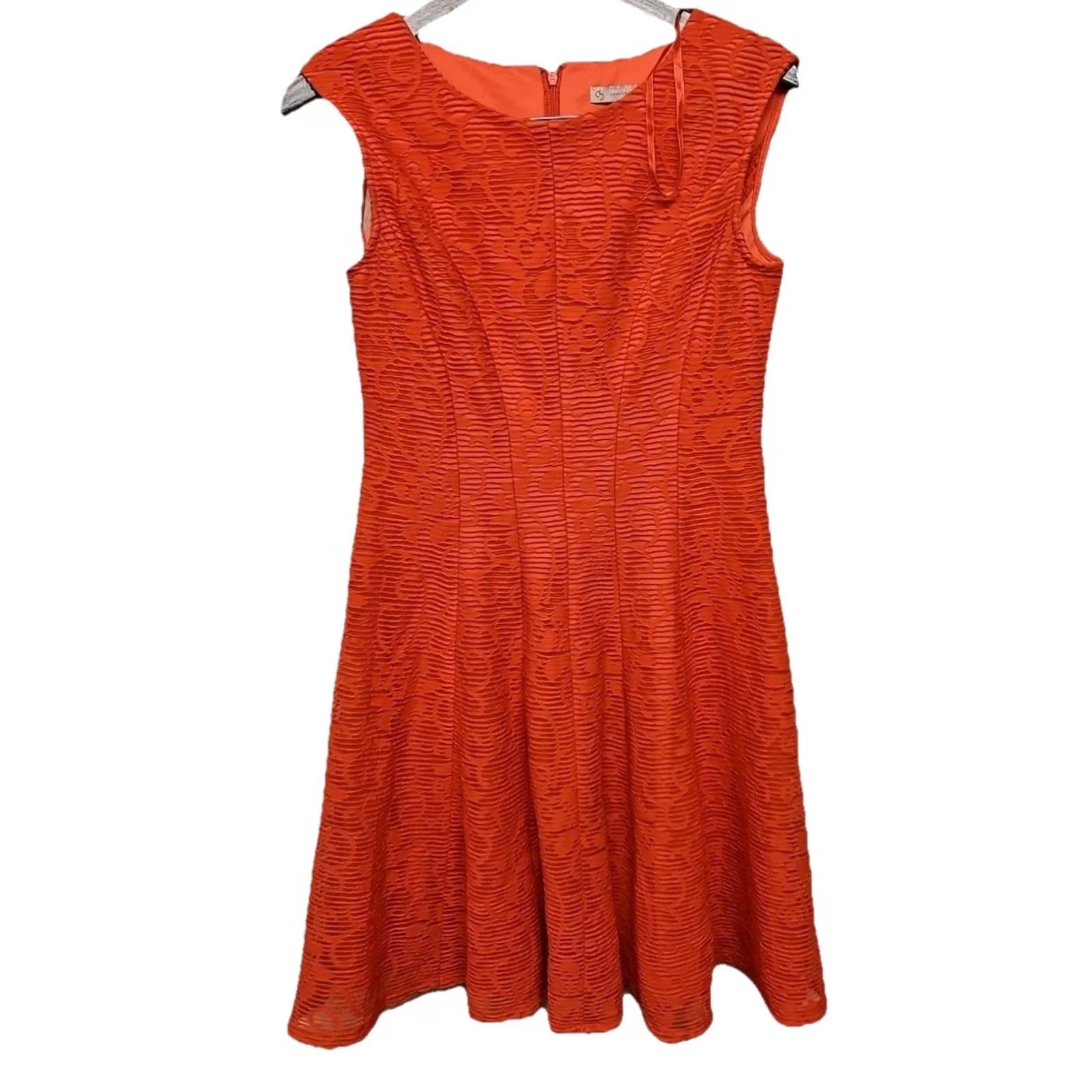 Vintage Dressbarn Orange Lace Sleeveless Fit & Flare Dress Women’s Size 8 Cocktail Party Size M / US 6-8 / IT 42-44 - 2 Thumbnail
