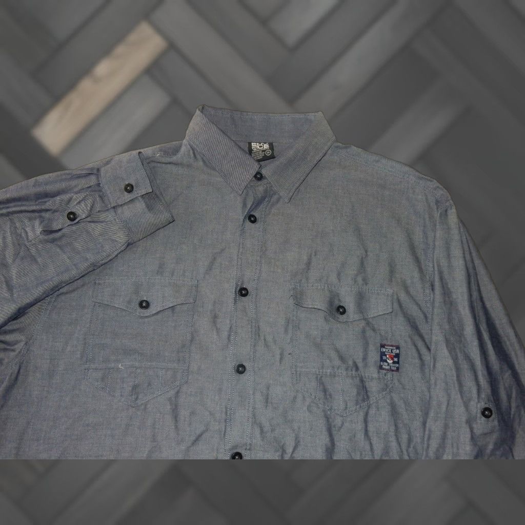 Enyce VINTAGE Enyce Men's Button-Up Shirt 3XL Long Sleeve Cotton Blend Gray Adult Size US XXL / EU 58 / 5 - 1 Thumbnail