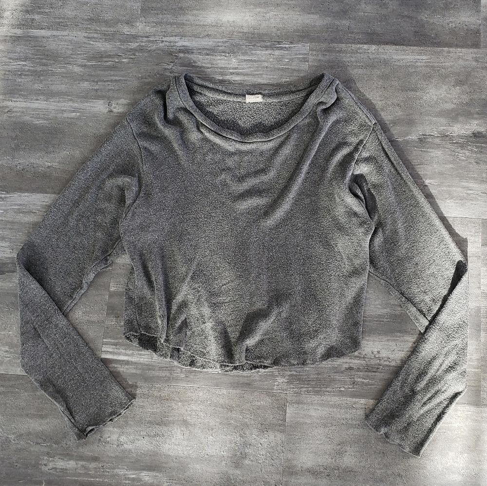 Designer Grey Cropped Melville Thin Sweater Long Sleeve Size ONE SIZE - 1 Thumbnail