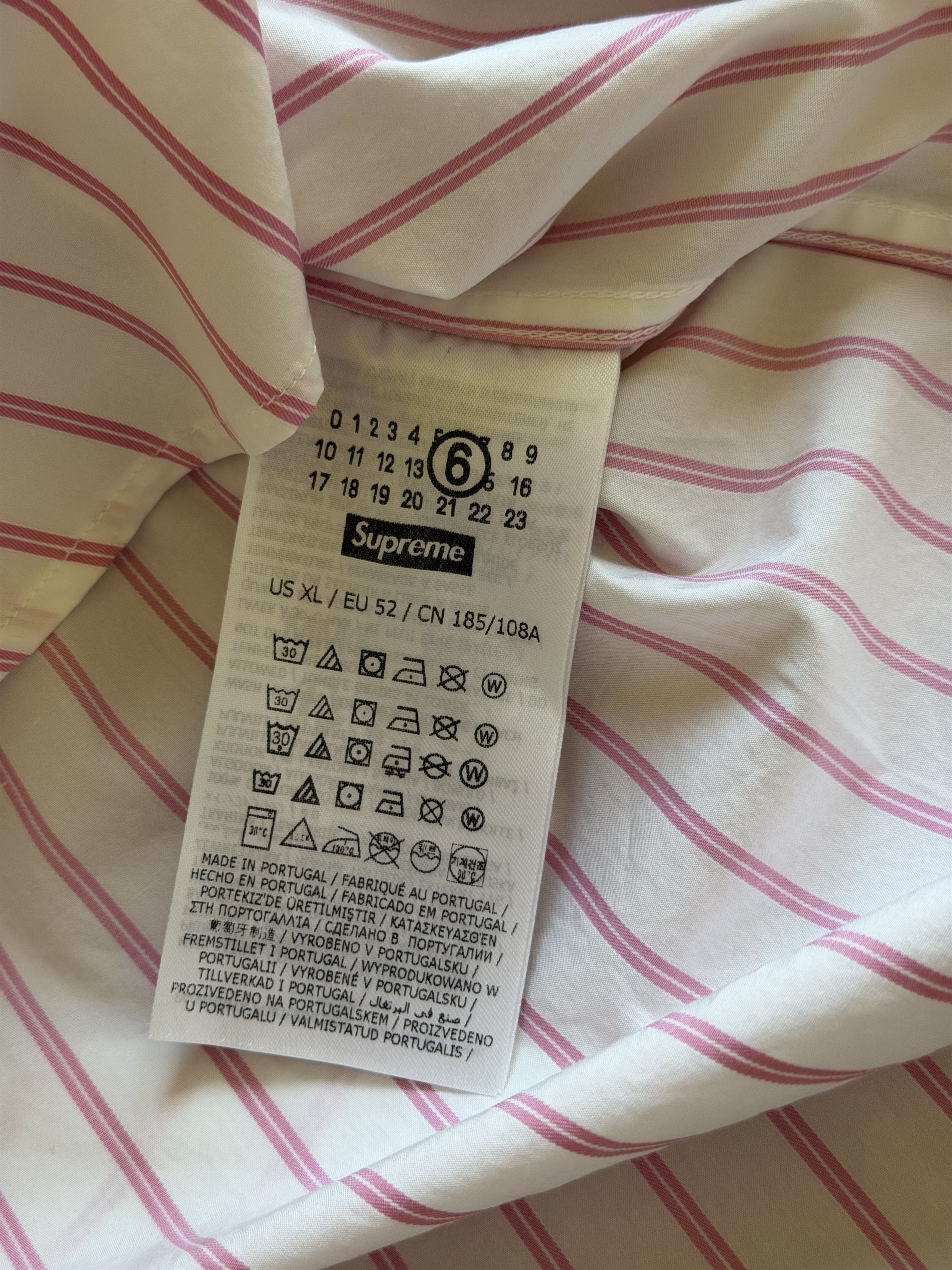 Maison Margiela × Supreme Supreme MM6 Maison Margiela Stripe Button Up Shirt in Pink Size US XL / EU 56 / 4 - 8 Thumbnail